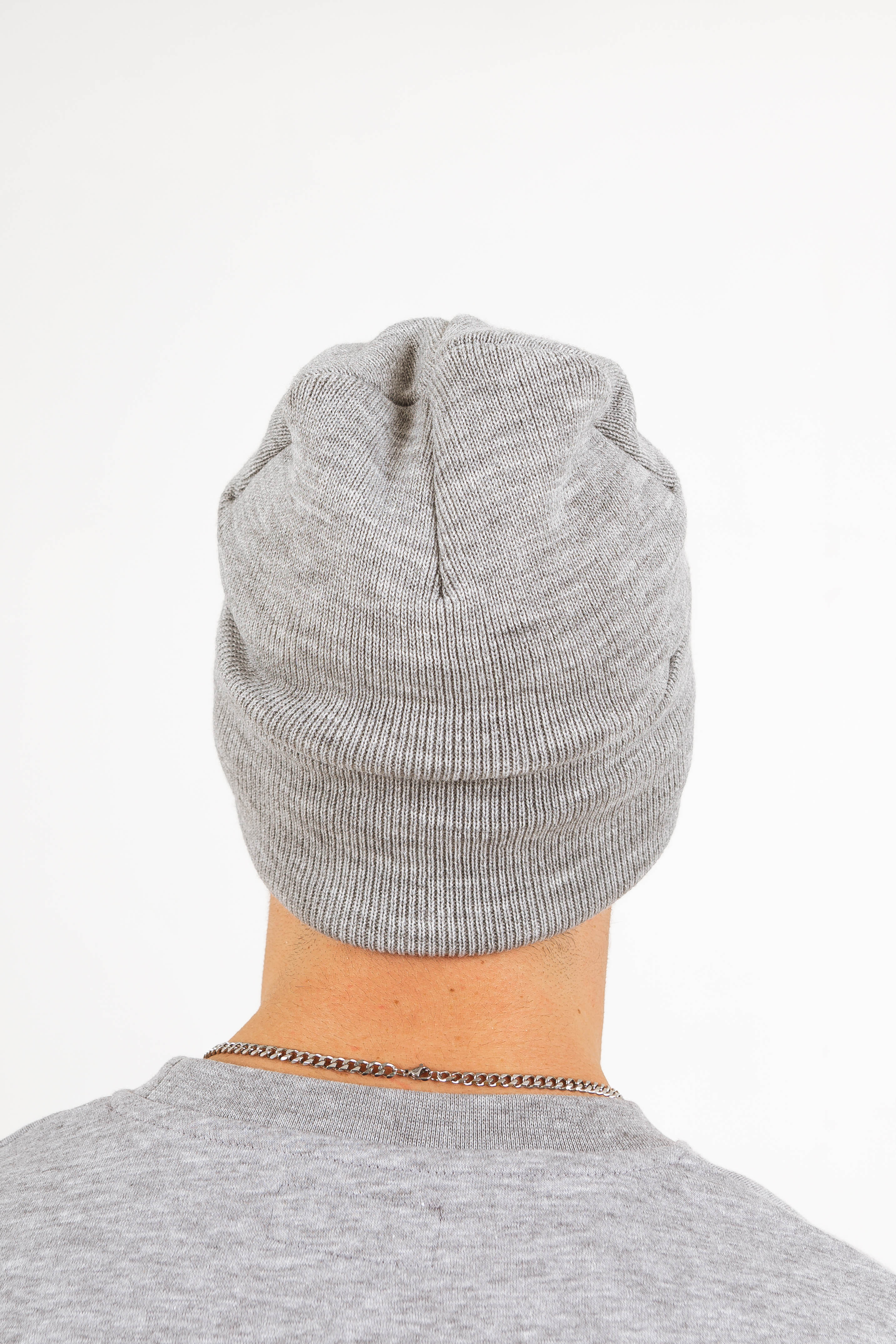 Bonnet unisexe maille patch Gris - Image 4