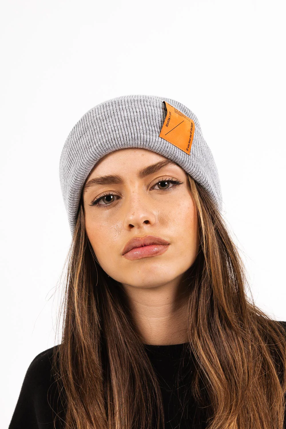 Bonnet unisexe maille patch Gris - Image 5