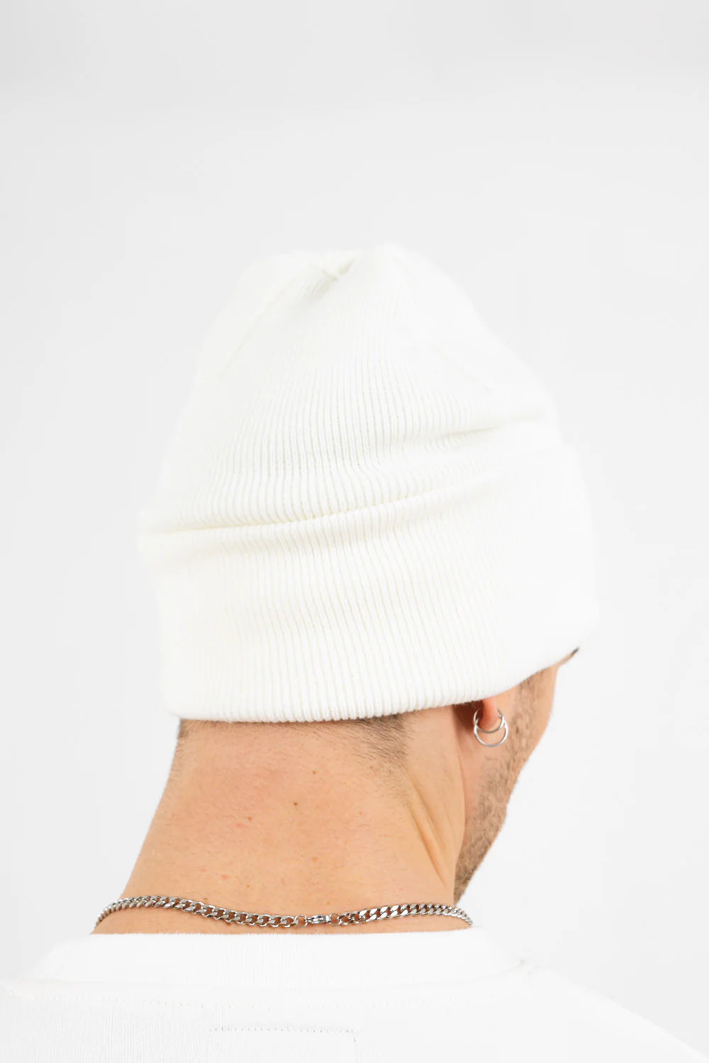Bonnet unisexe maille patch Blanc cassé - Image 4