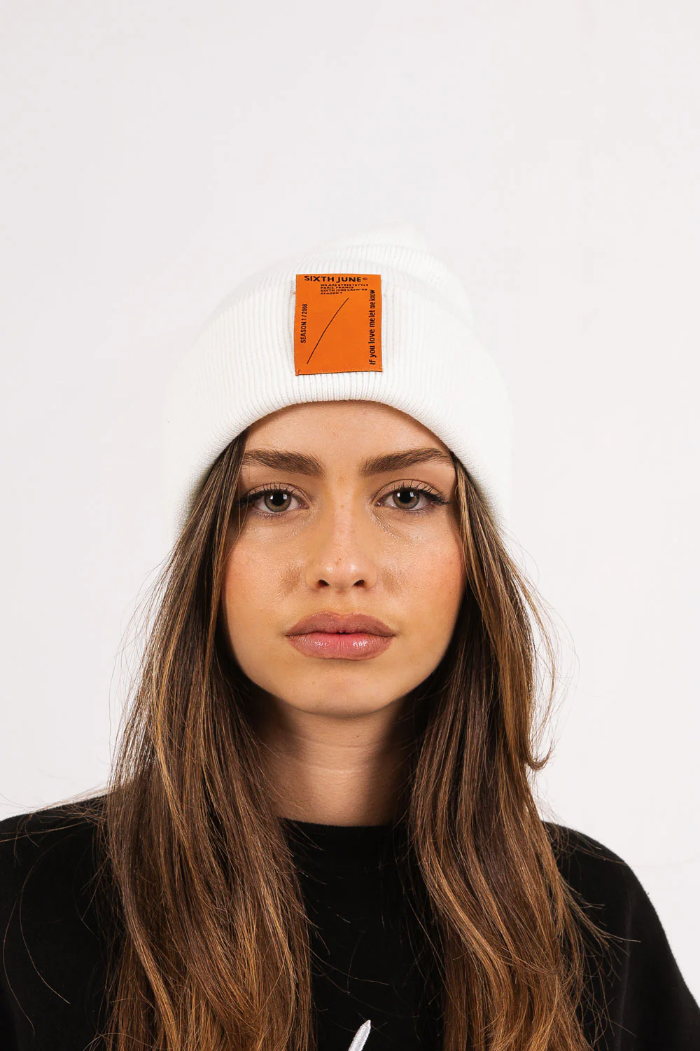 Bonnet unisexe maille patch Blanc cassé - Image 6