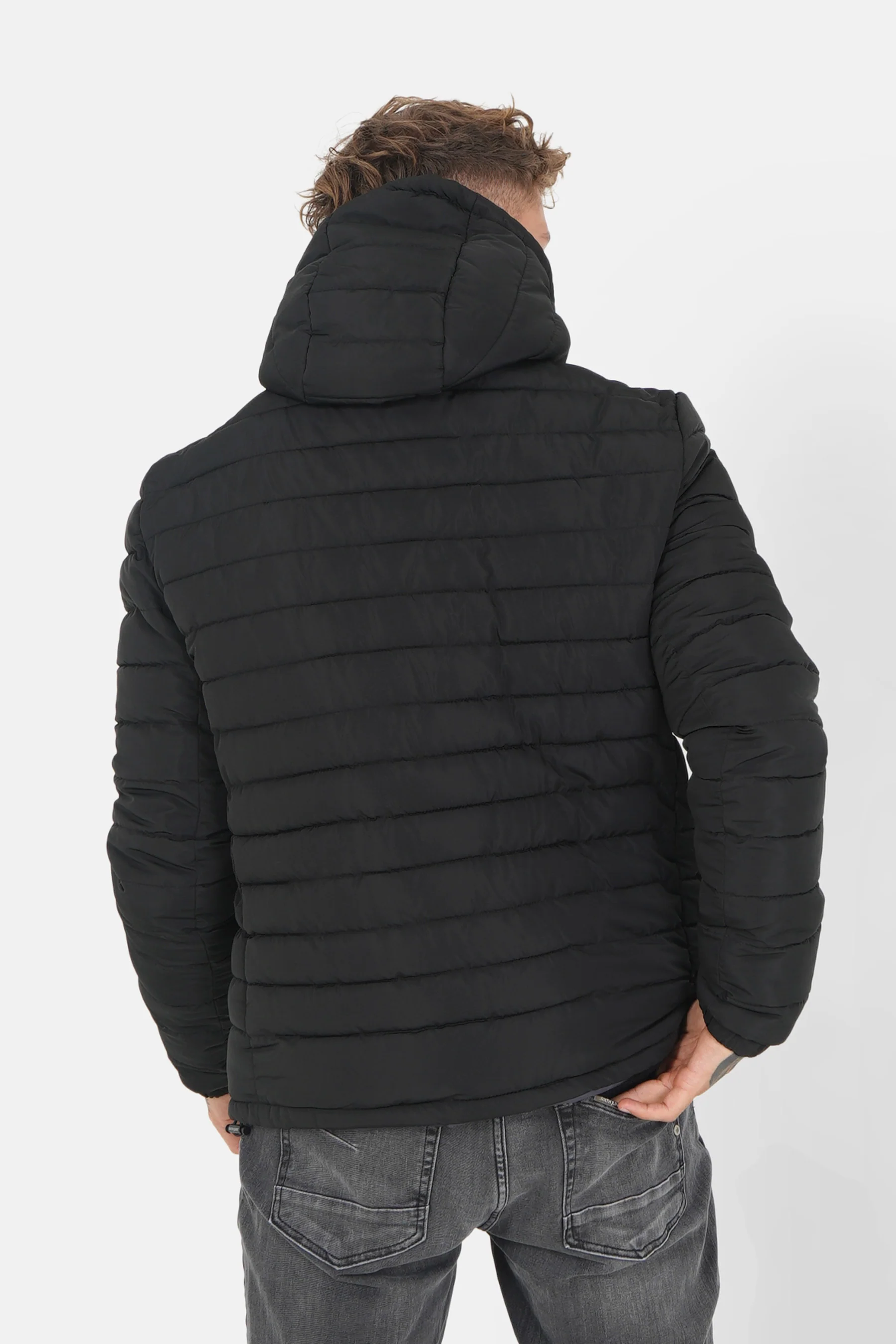 Doudoune courte zip imprimé Noir - Image 5