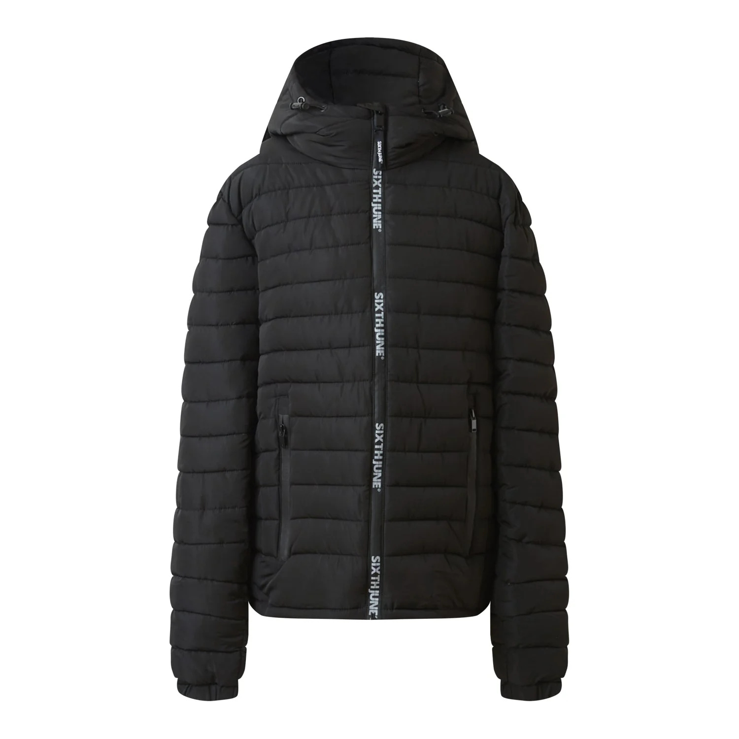 Doudoune courte zip imprimé Noir - Image 6