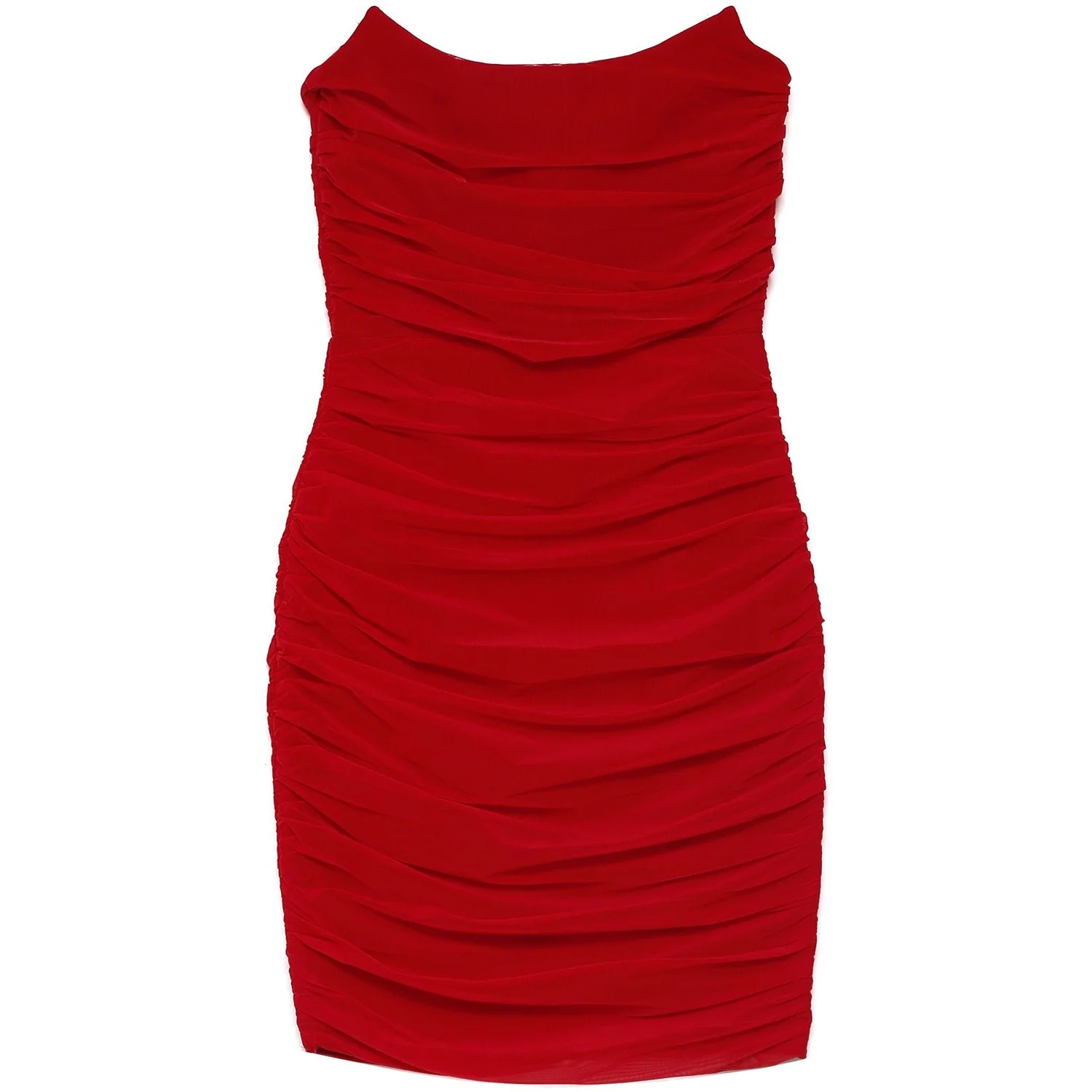 Robe bustier tulle froncé rouge - Image 2