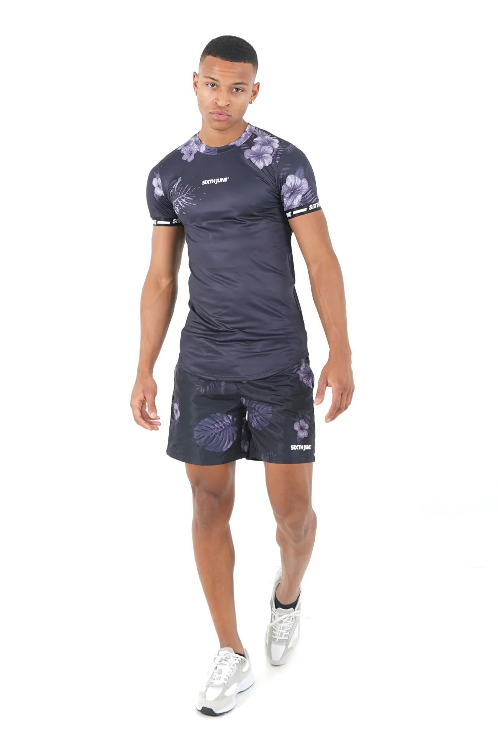 T-shirt flowers bandes stretch Noir - Image 6