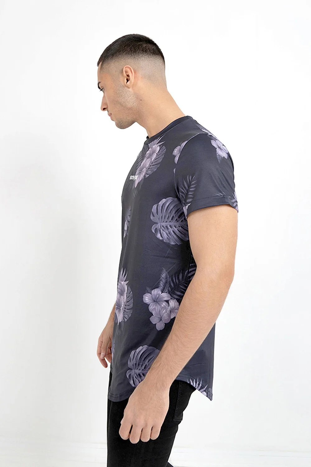 T-shirt flowers stretch Noir - Image 3