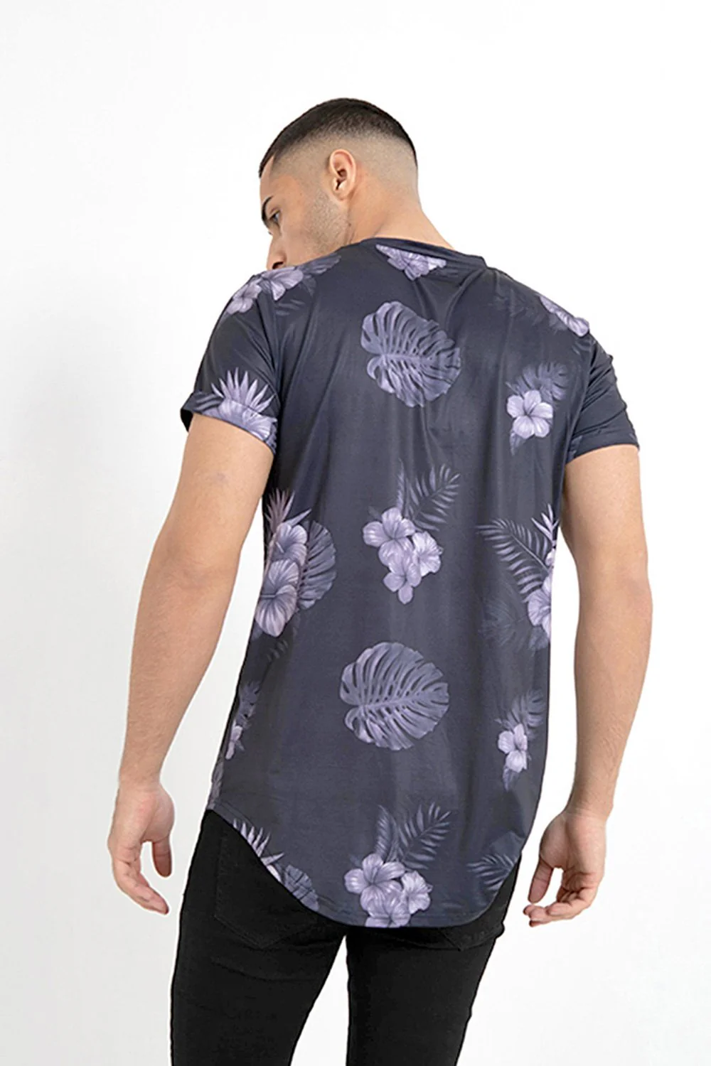 T-shirt flowers stretch Noir - Image 4