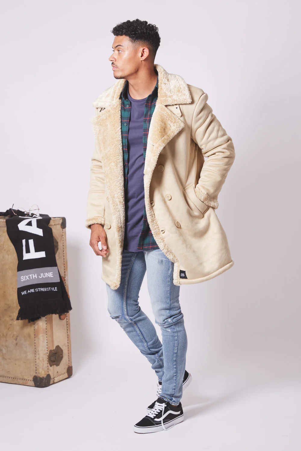 Caban fourrure suede beige - Image 5