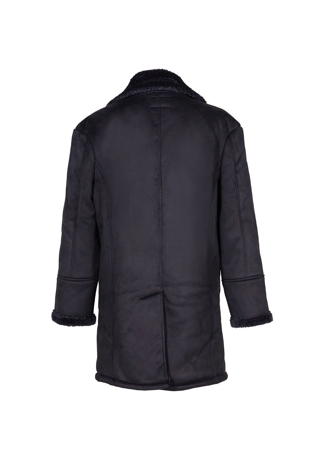 Caban croisé fourrure suede noir - Image 7