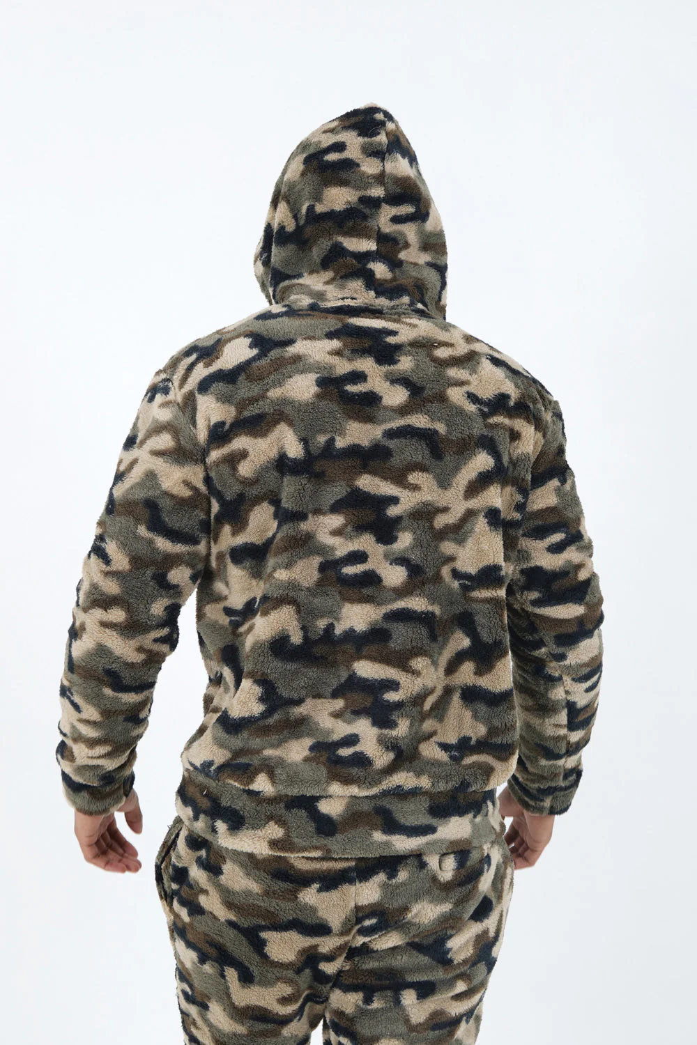 Sweat capuche camouflage zip Vert kaki - Image 5
