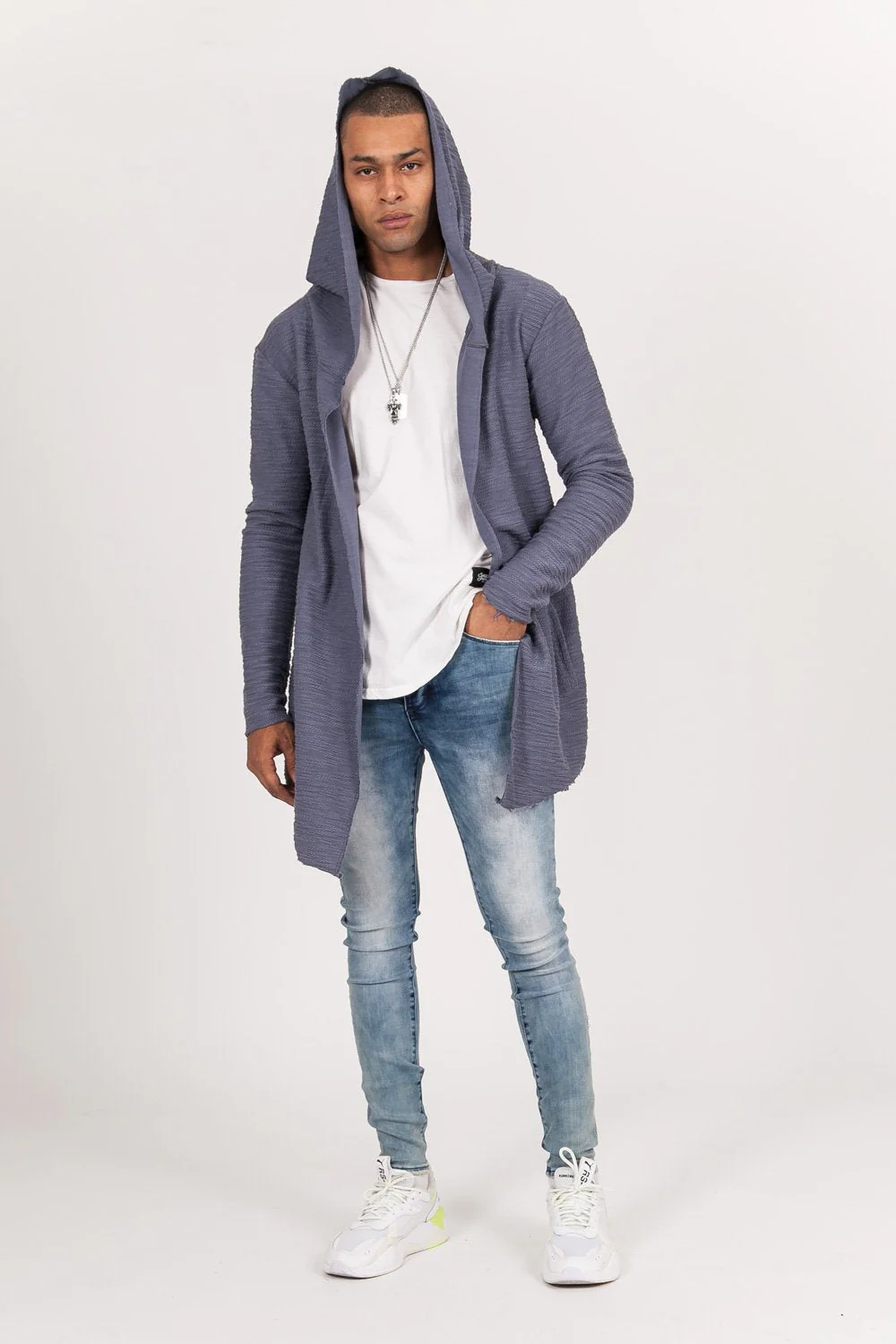 Cape coton flammé bleu gris - Image 2