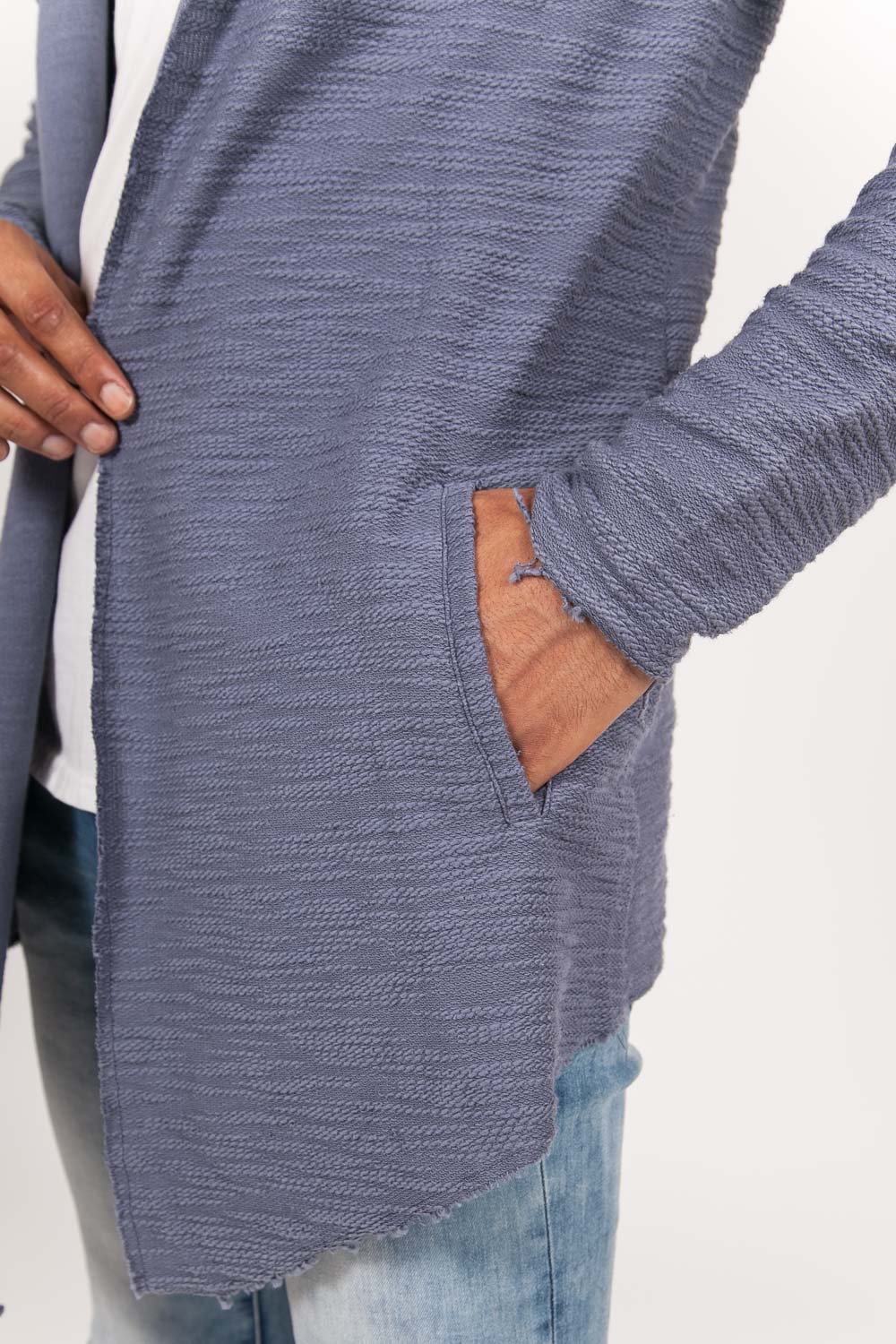 Cape coton flammé bleu gris - Image 3