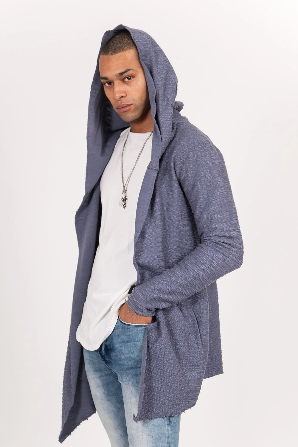 Cape coton flammé bleu gris - Image 4