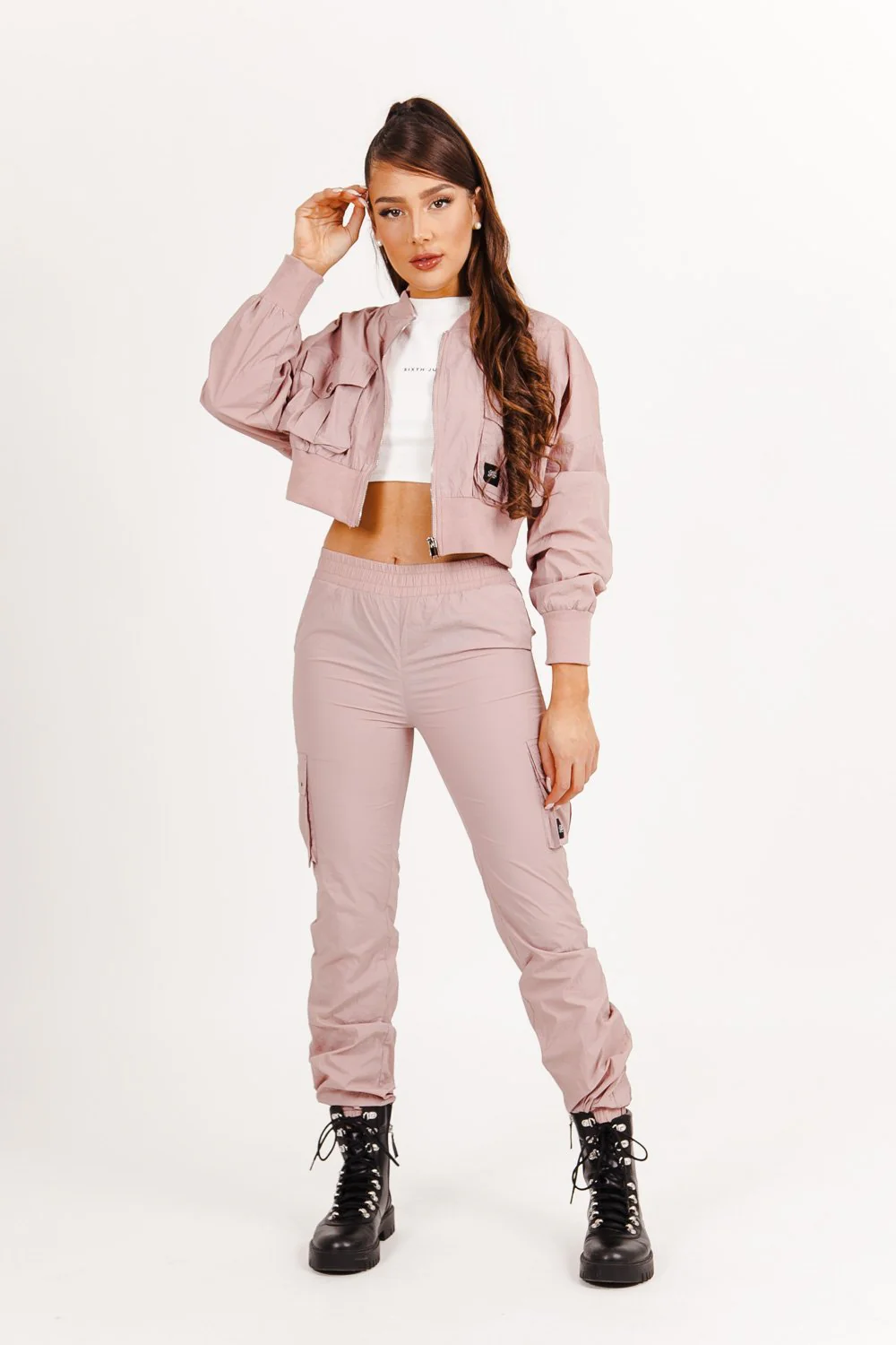 Veste jogging nylon courte Rose - Image 2