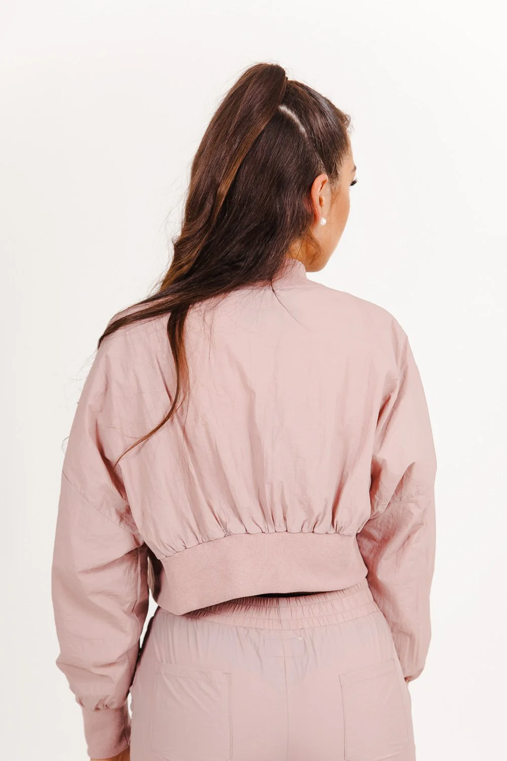 Veste jogging nylon courte Rose - Image 4