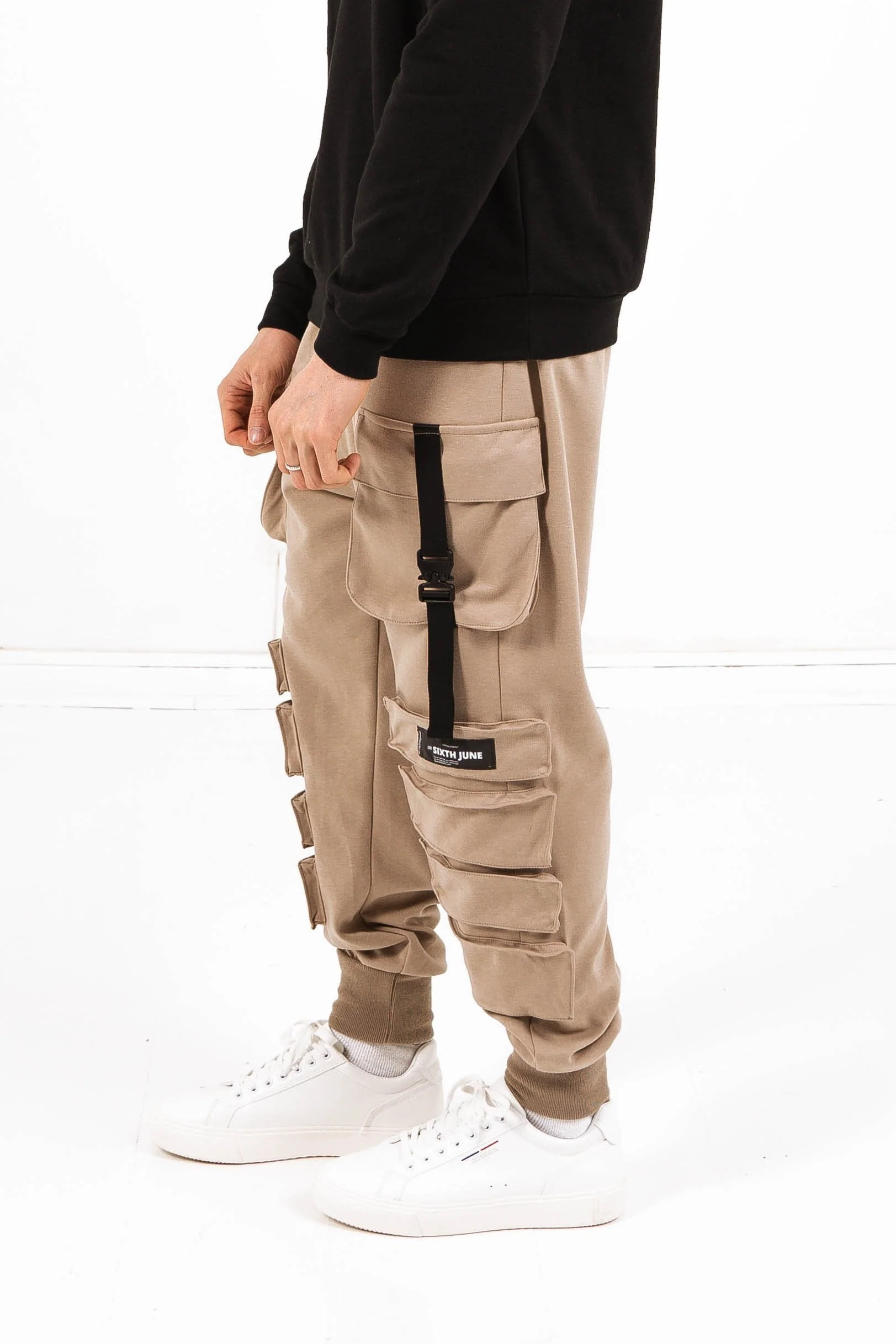 Jogging large cargo sangles Beige - Image 3