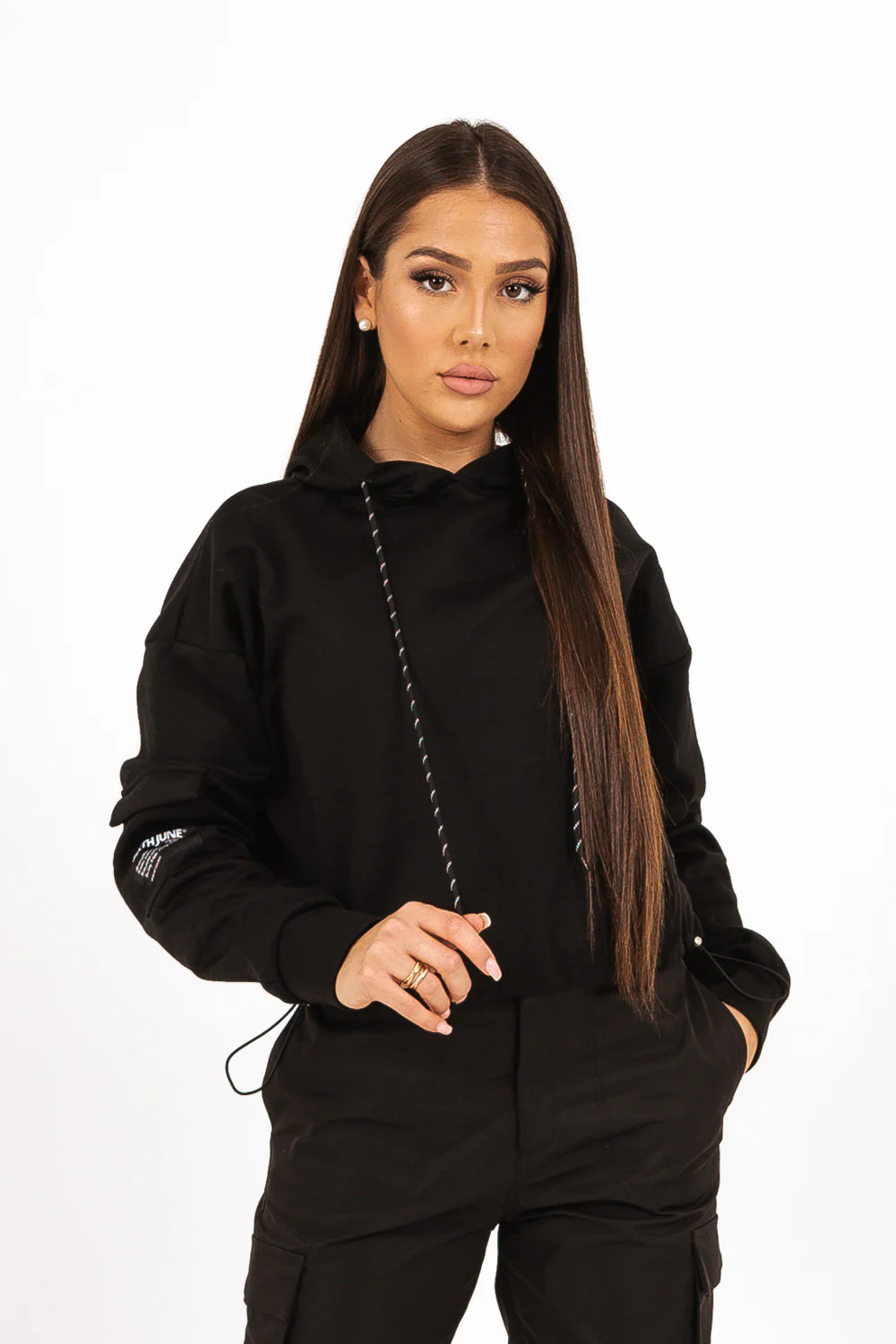 Sweat capuche cargo Noir - Image 2