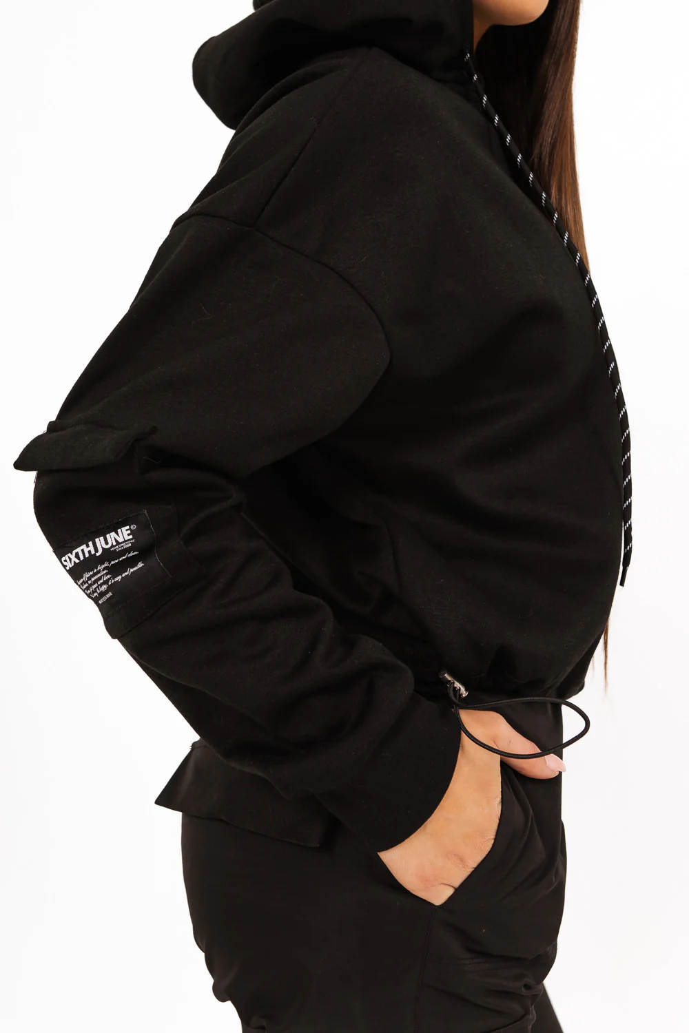 Sweat capuche cargo Noir - Image 3