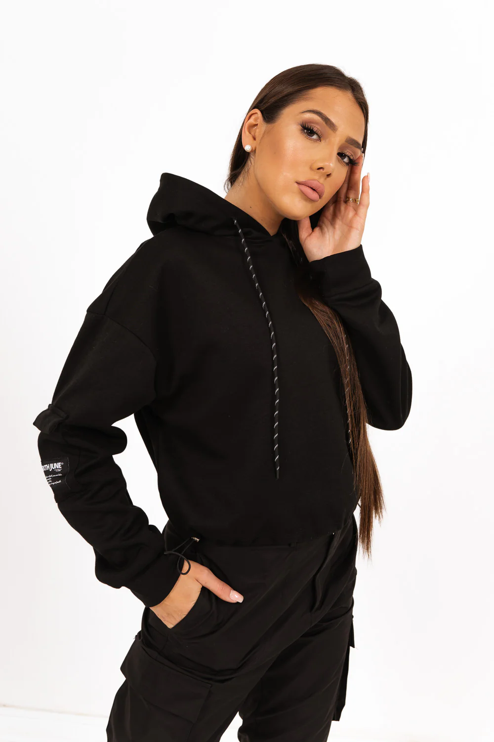 Sweat capuche cargo Noir - Image 4