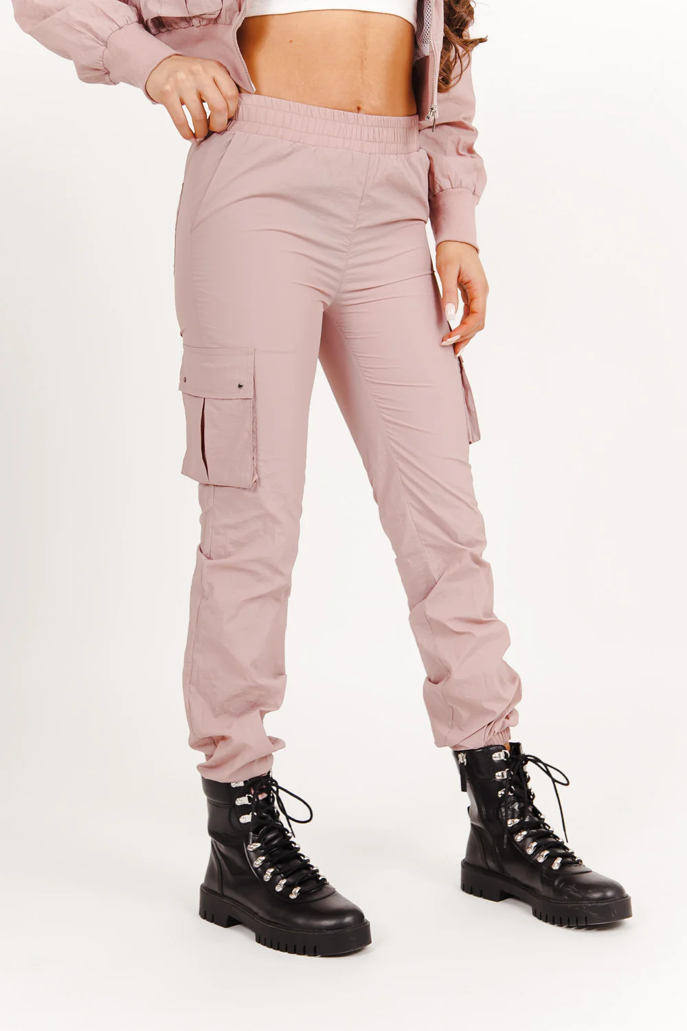 Jogging nylon poches rose poudré - Image 3