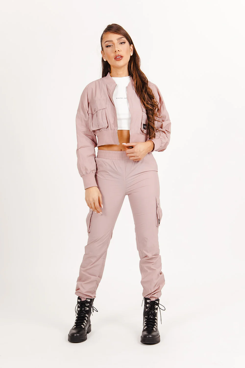 Jogging nylon poches rose poudré - Image 5
