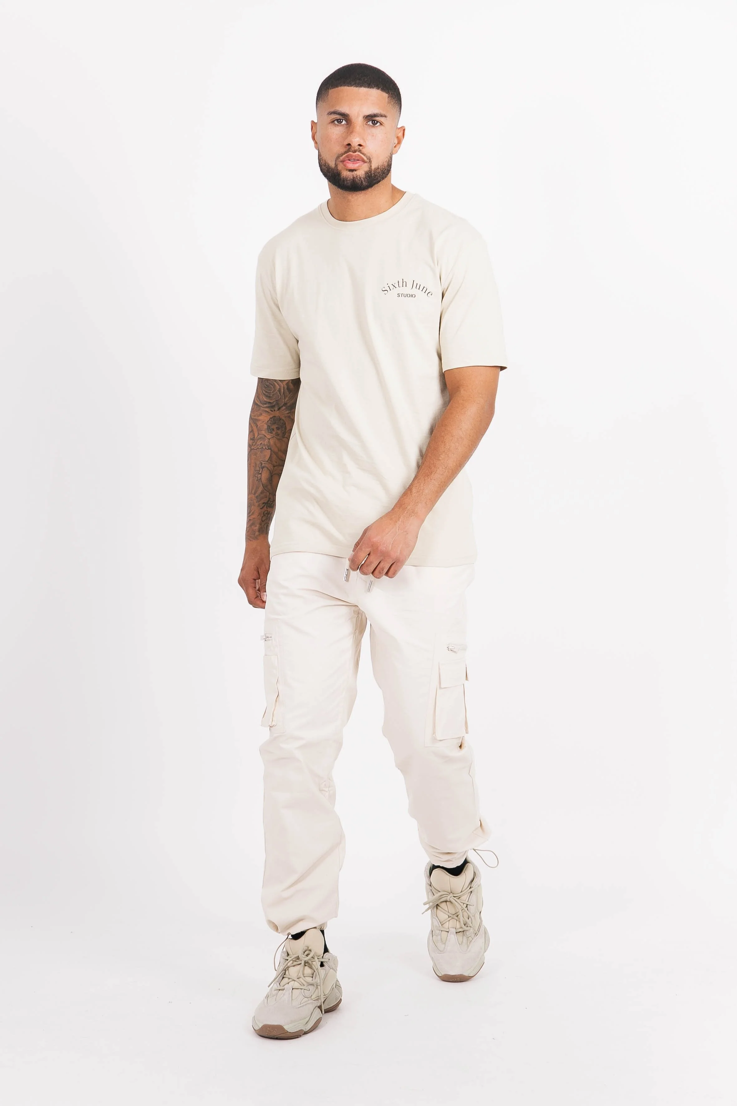 Pantalon cargo poches zip Beige clair - Image 2