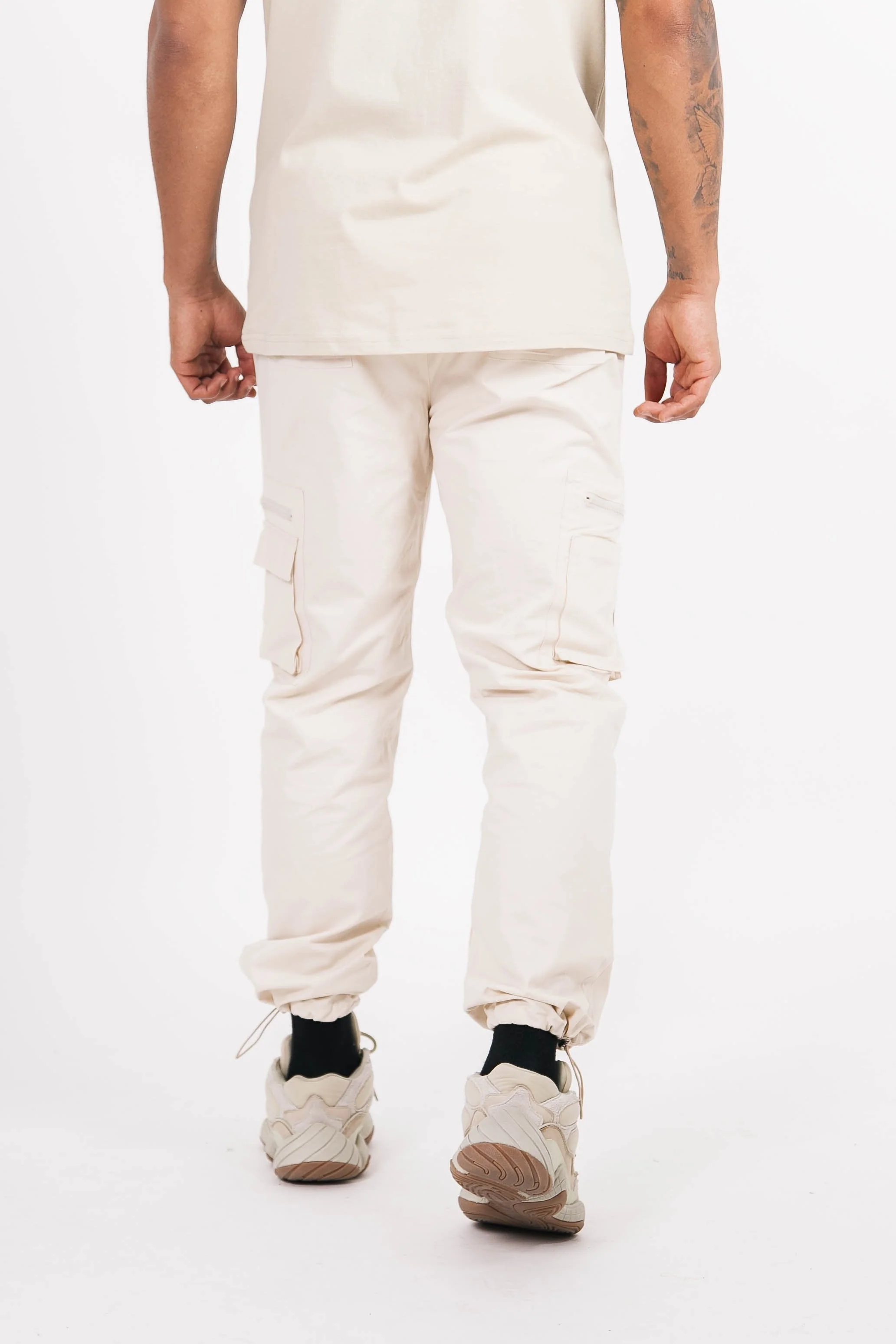 Pantalon cargo poches zip Beige clair - Image 5