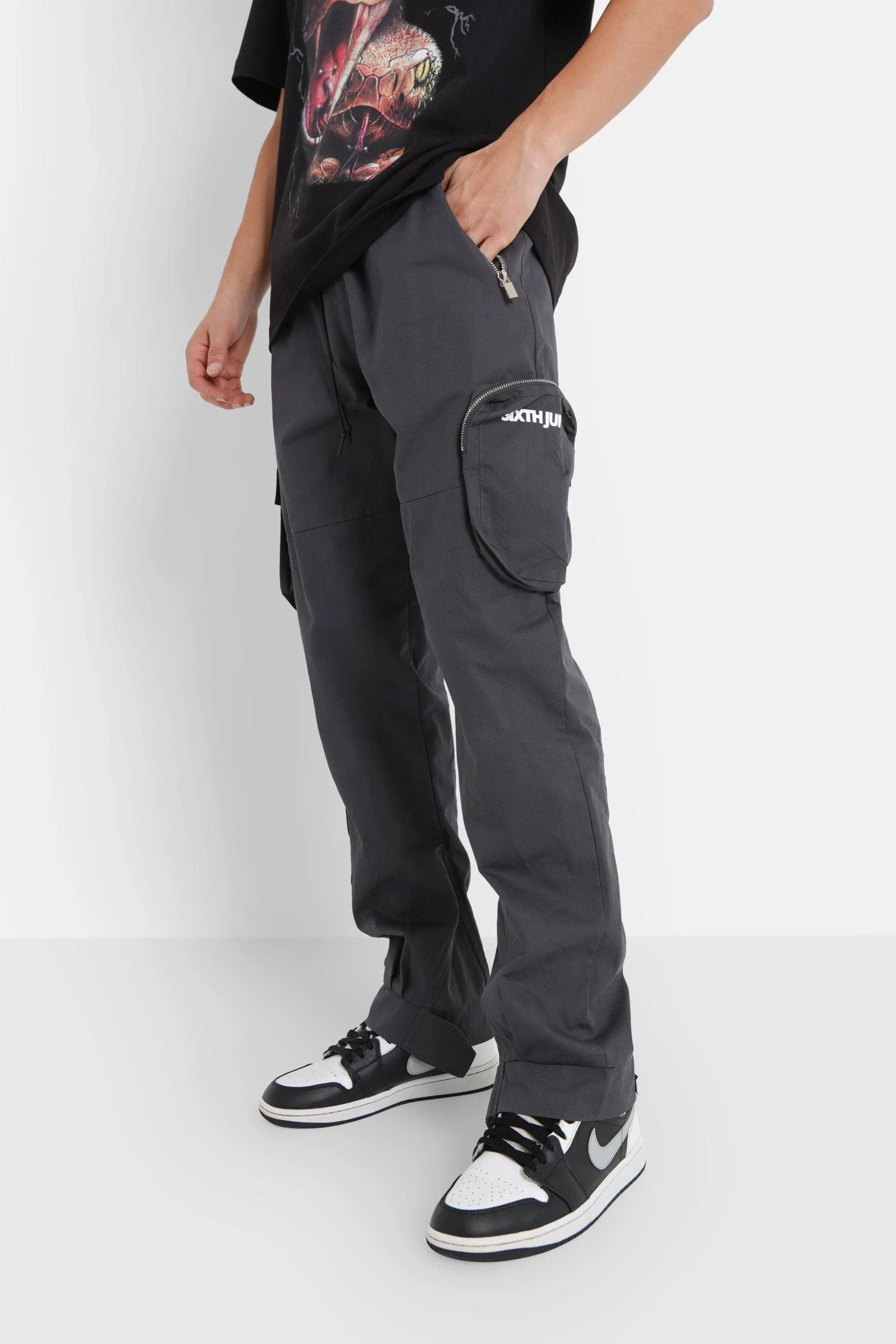 Pantalon cargo zip Gris foncé - Image 4