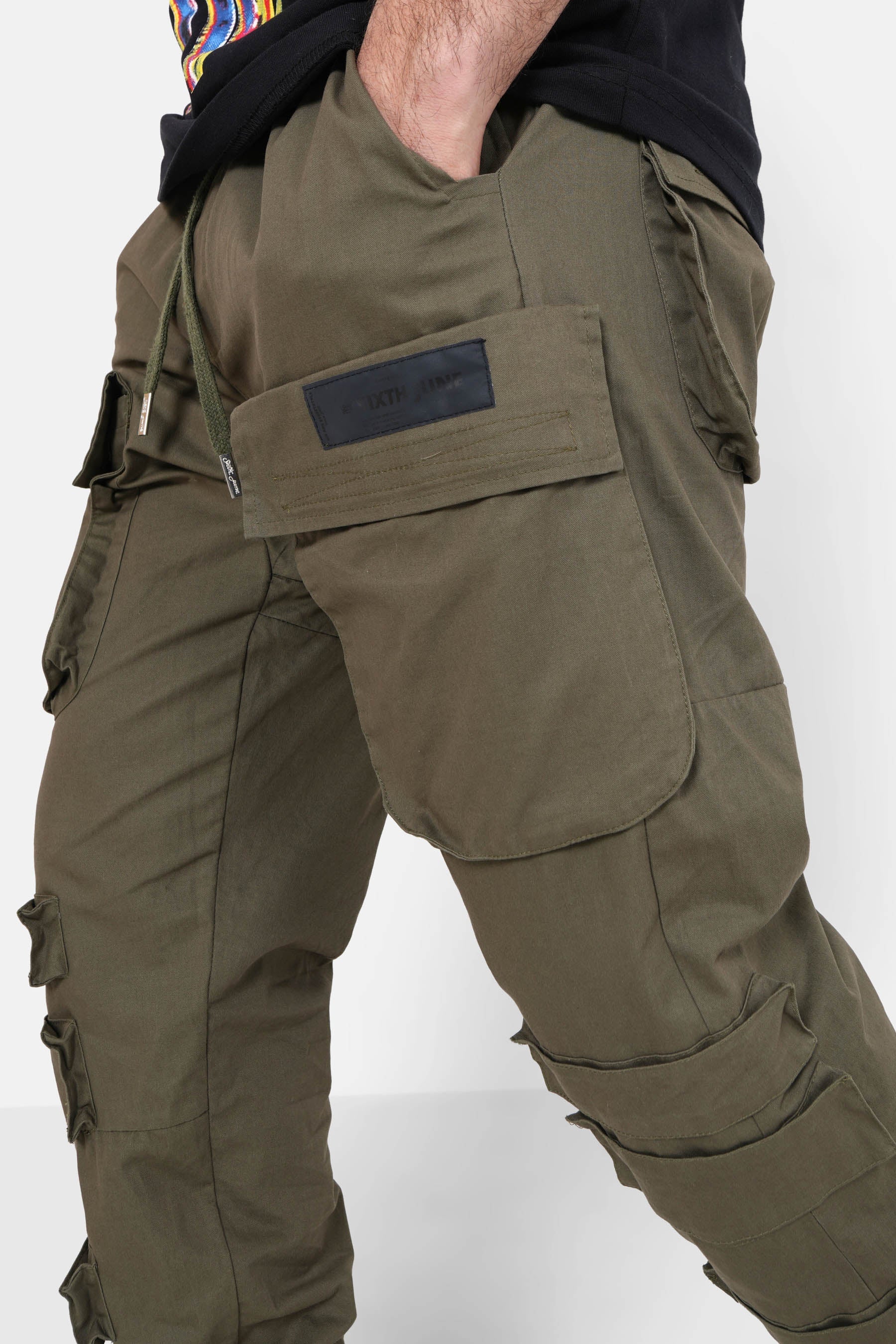 Pantalon cargo tactique large Vert kaki - Image 3
