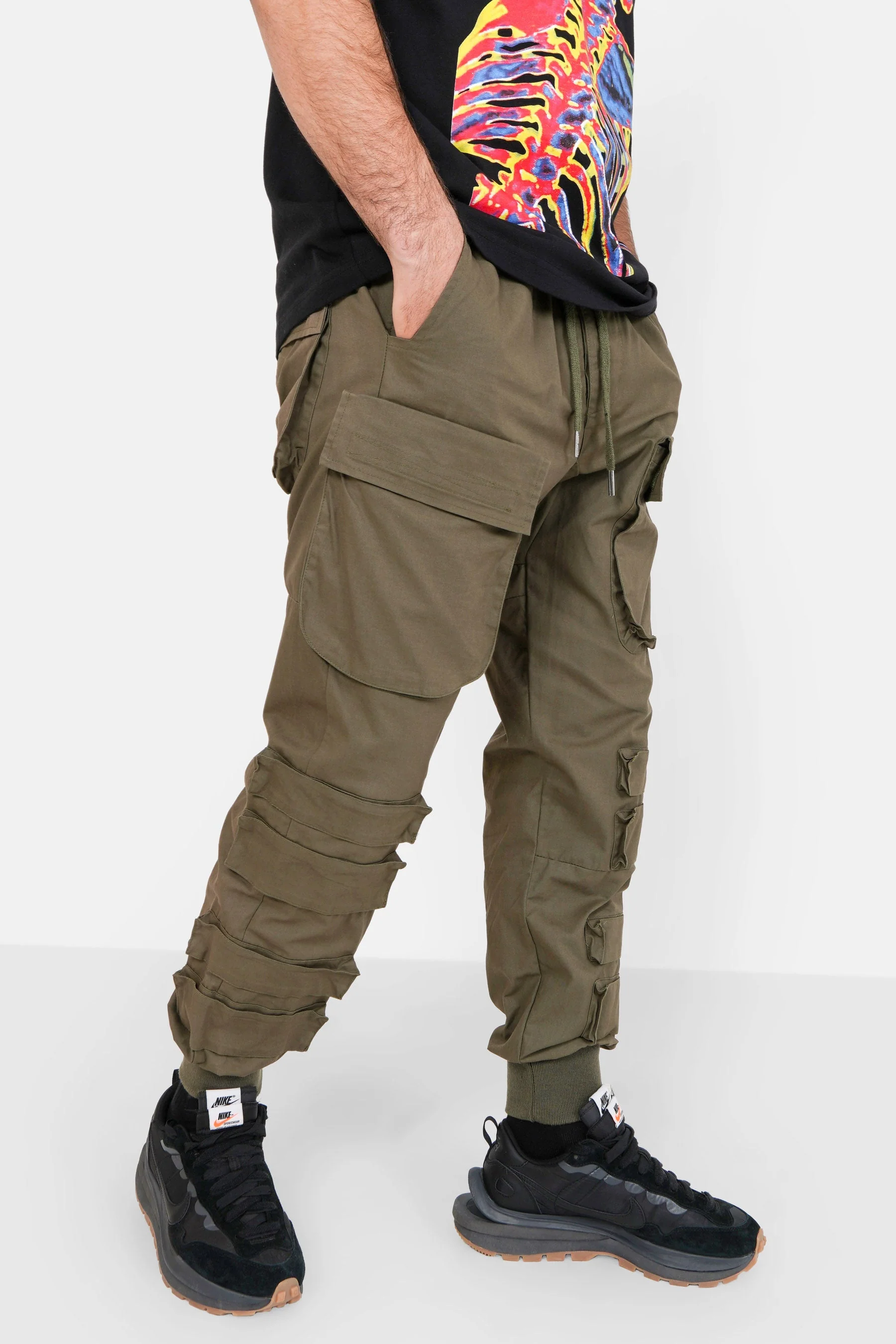 Pantalon cargo tactique large Vert kaki - Image 4