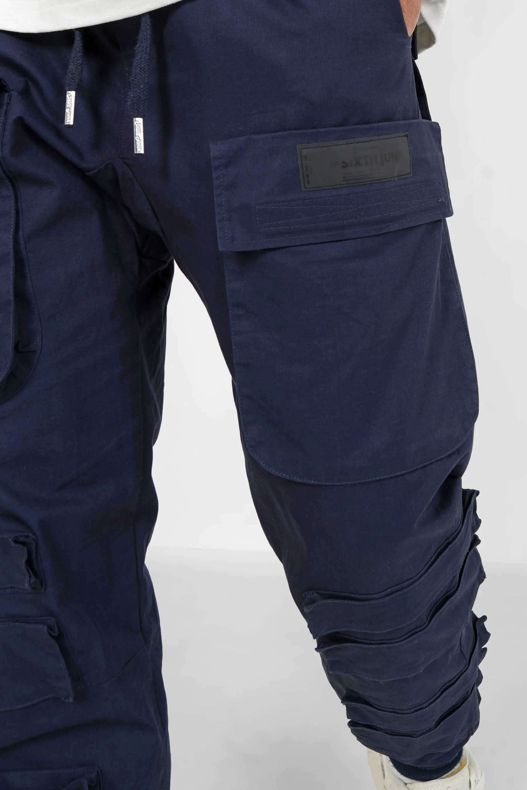 Pantalon cargo tactique large Bleu foncé - Image 3