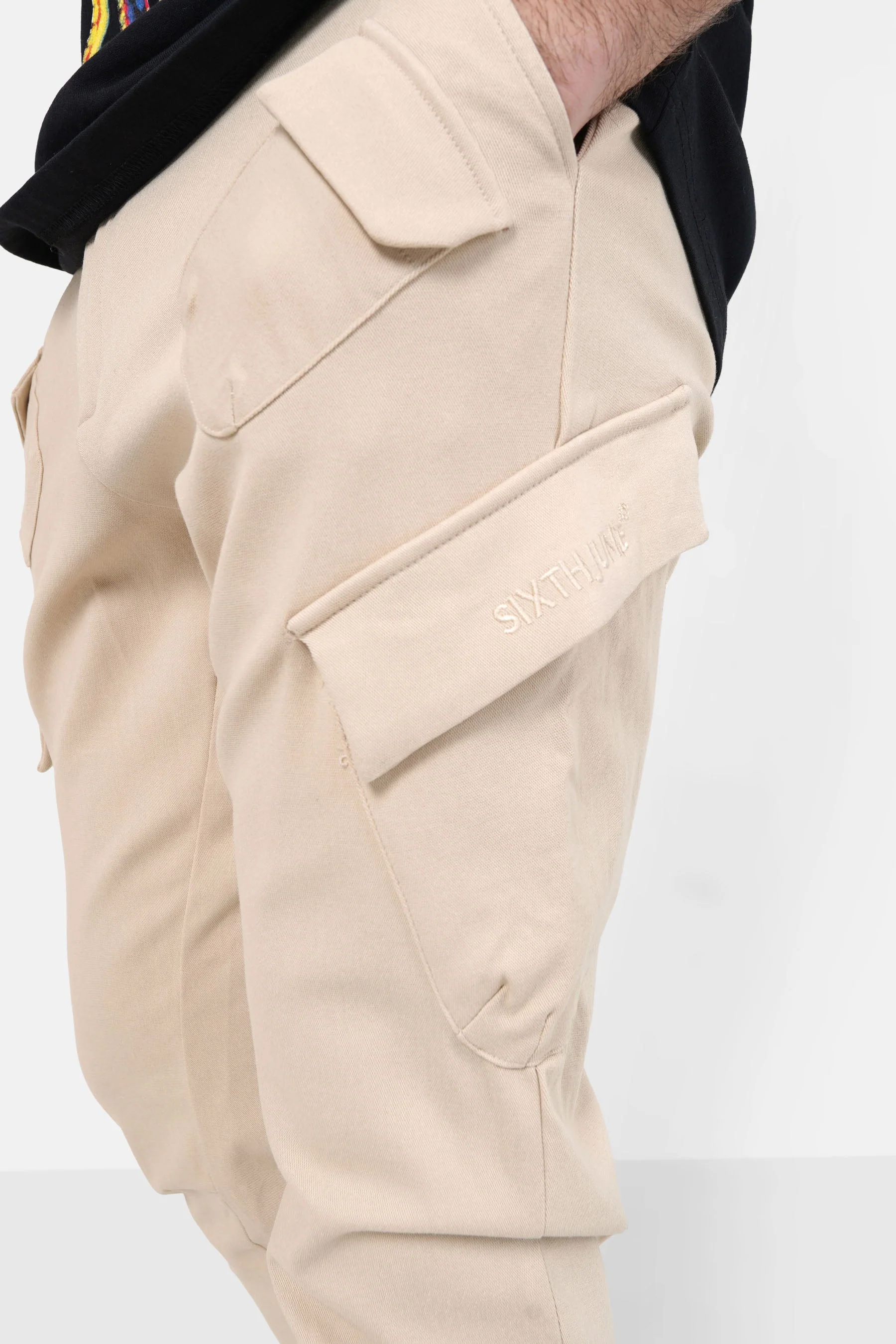 Pantalon cargo poches avant Beige - Image 3