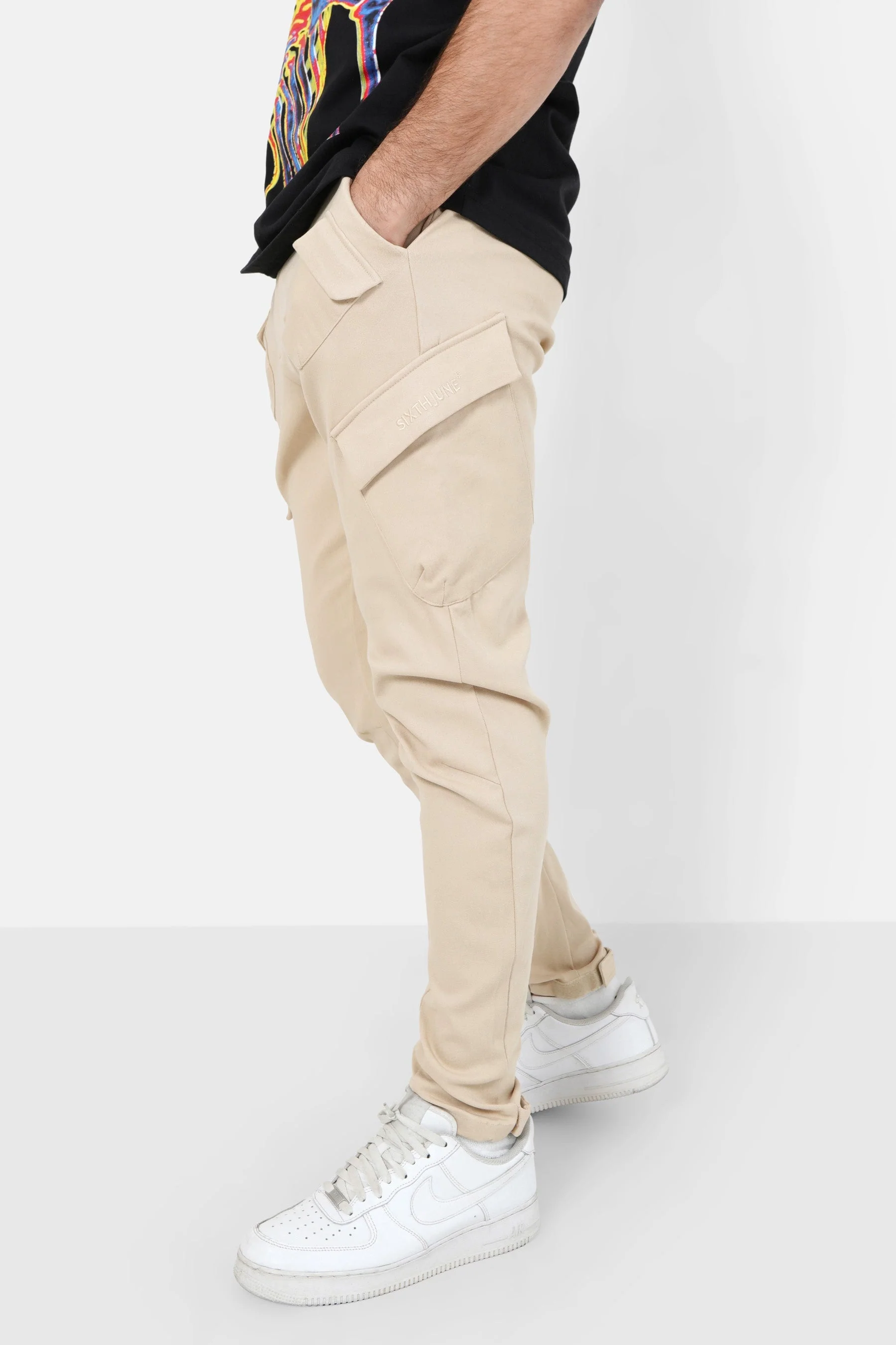 Pantalon cargo poches avant Beige - Image 4