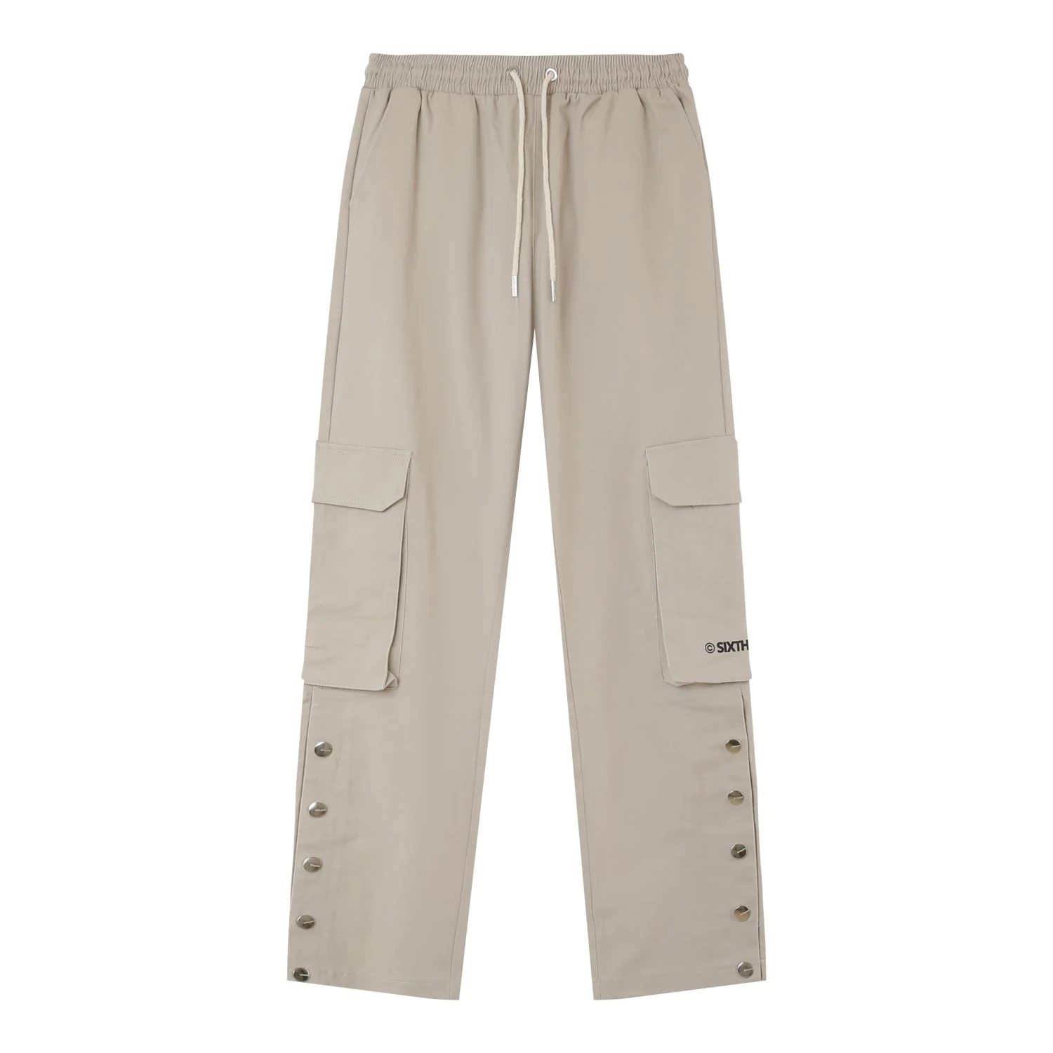 Pantalon cargo boutons chevilles Beige - Image 6
