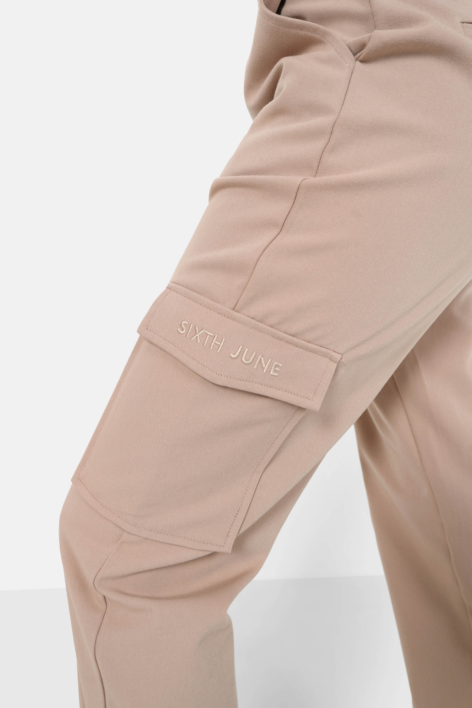 Pantalon cargo logo brodé Beige - Image 3