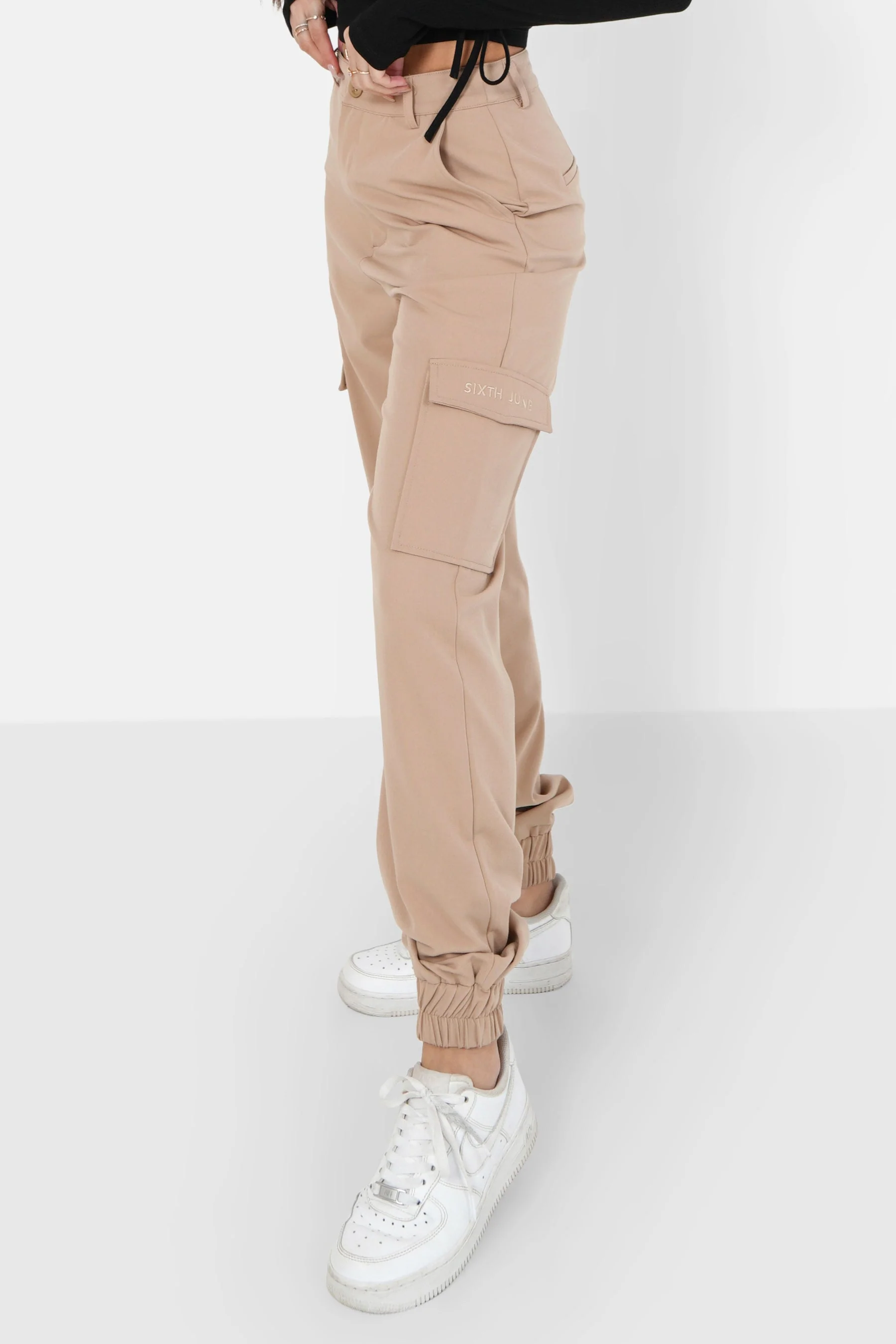 Pantalon cargo logo brodé Beige - Image 4