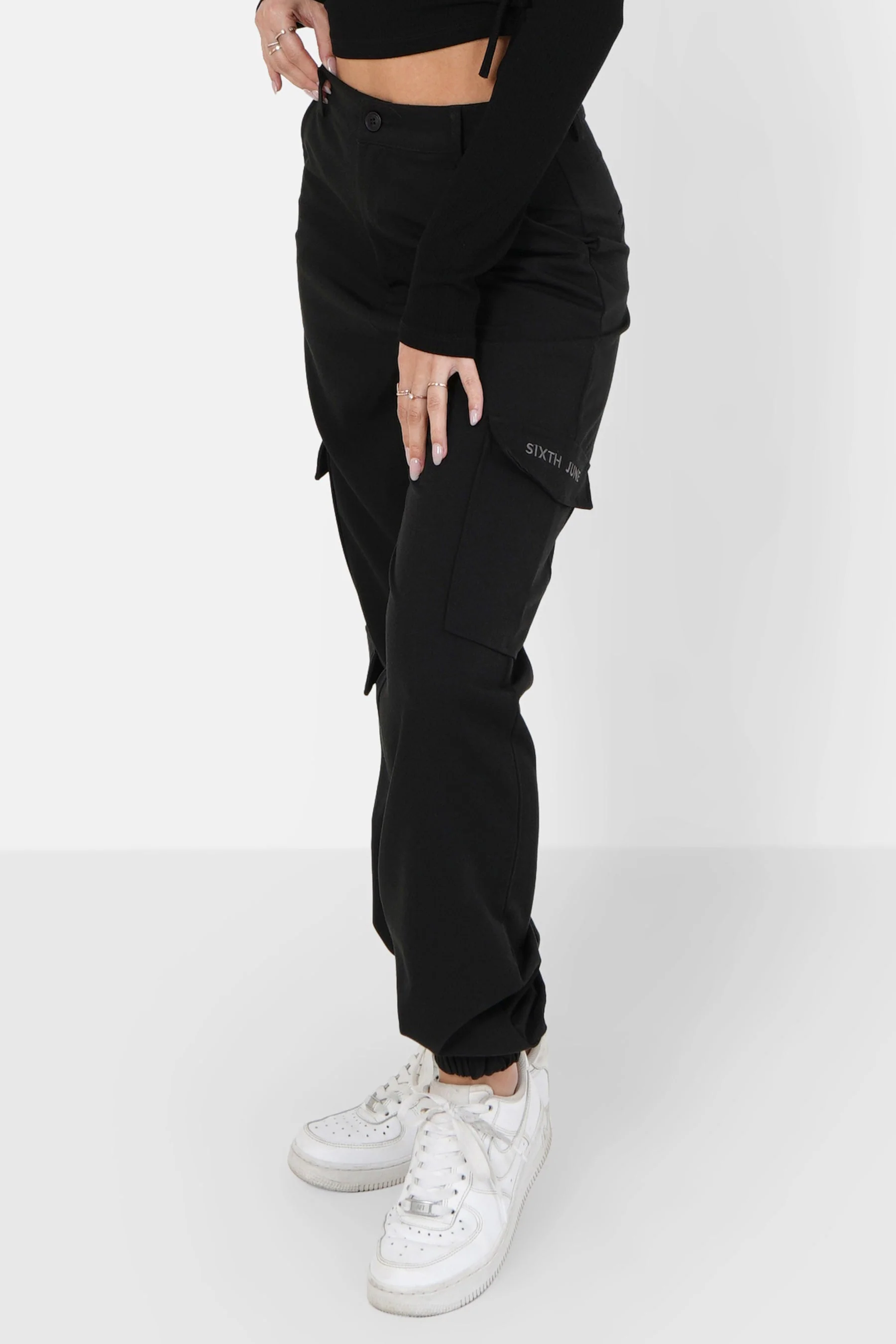 Pantalon cargo logo brodé Noir - Image 4