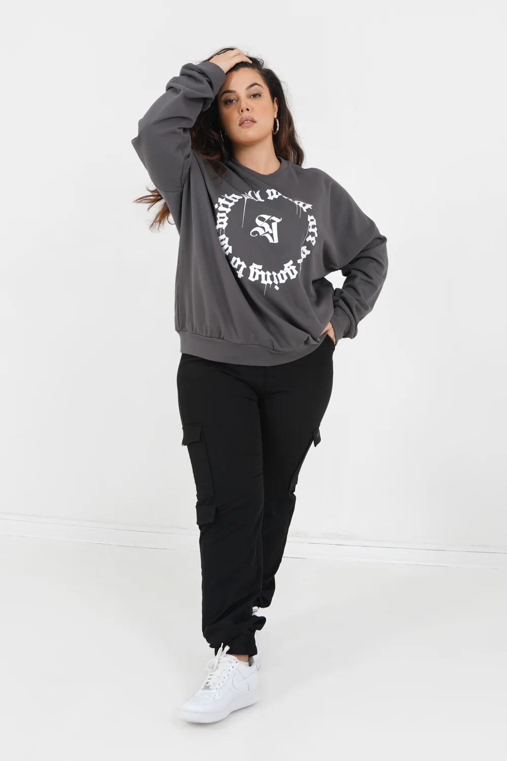 Pantalon cargo logo brodé Noir - Image 8