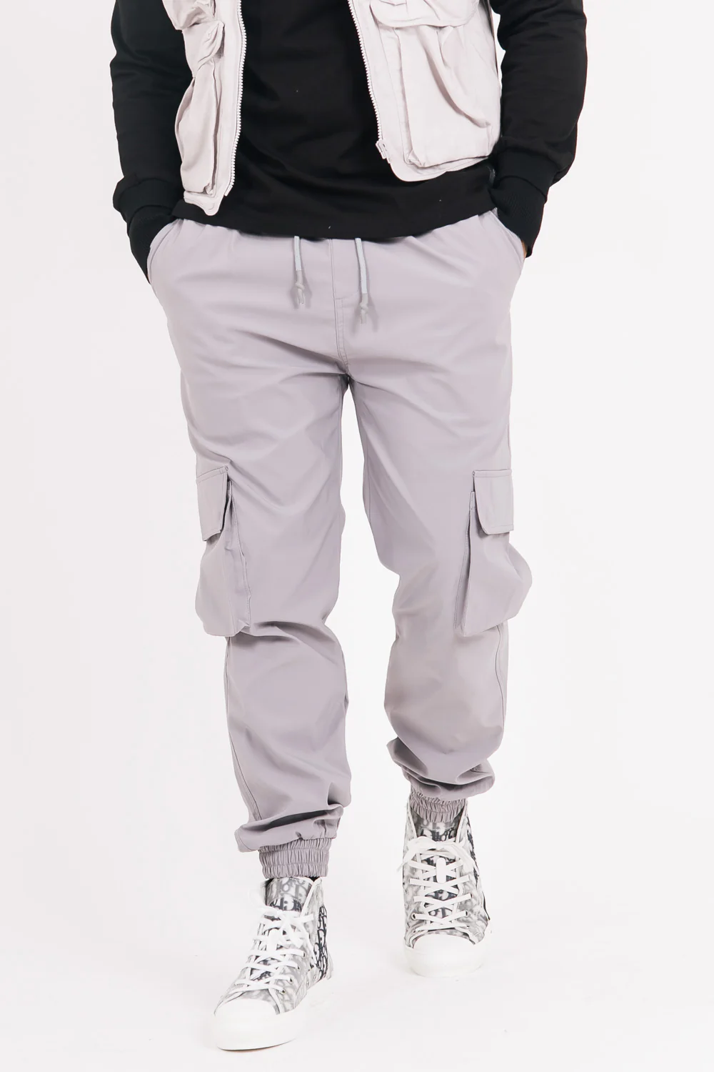 Pantalon jogging fluide gris - Image 2