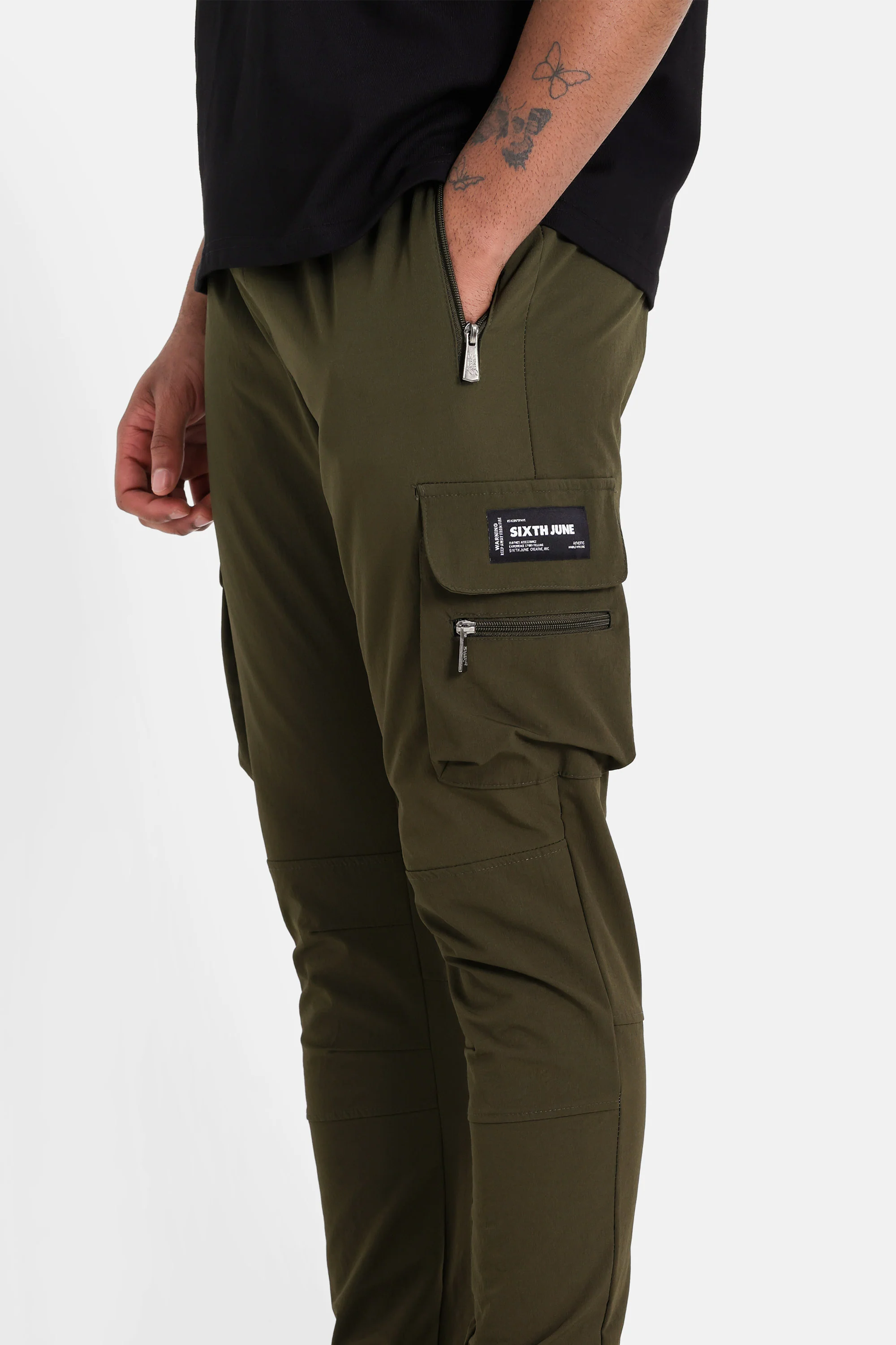 Pantalon poches cargo nylon Vert kaki - Image 3