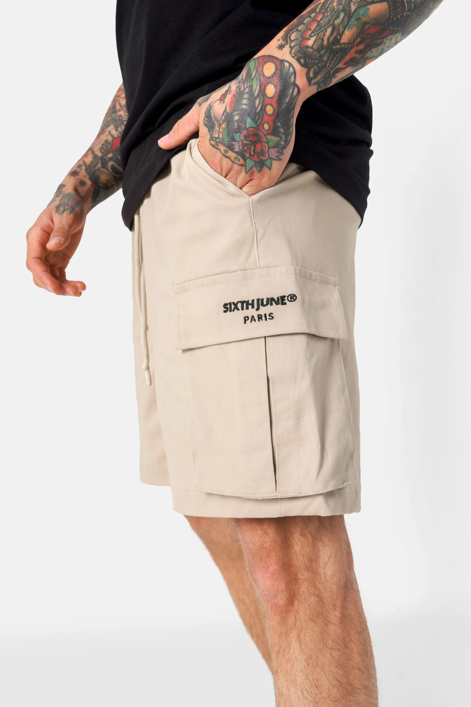 Short cargo logo broderie Beige - Image 4