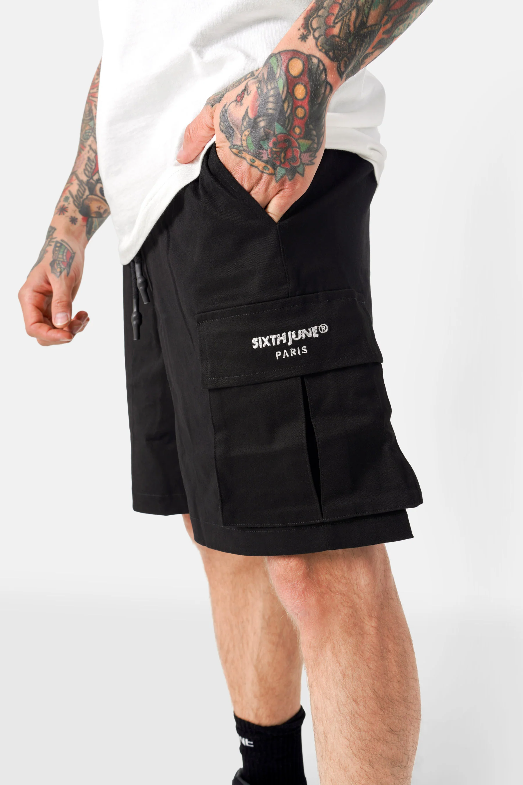 Short cargo logo broderie Noir - Image 4