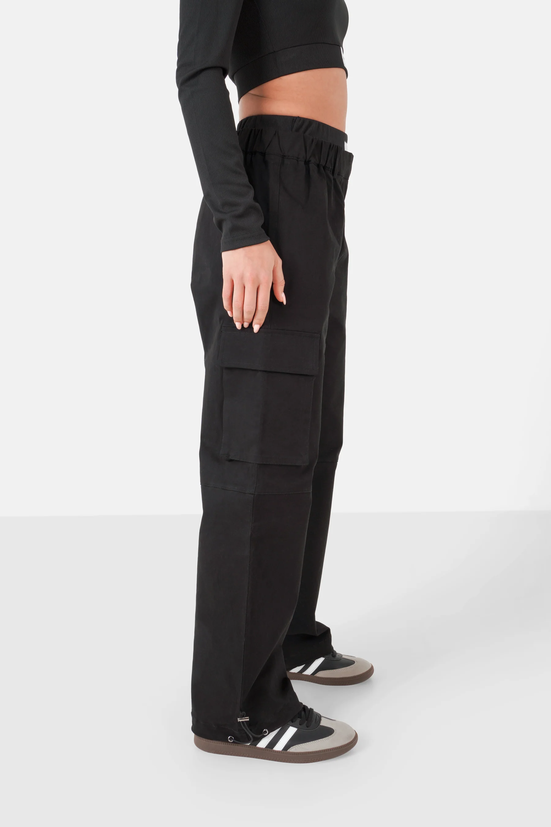 Pantalon double taille cargo Noir - Image 4