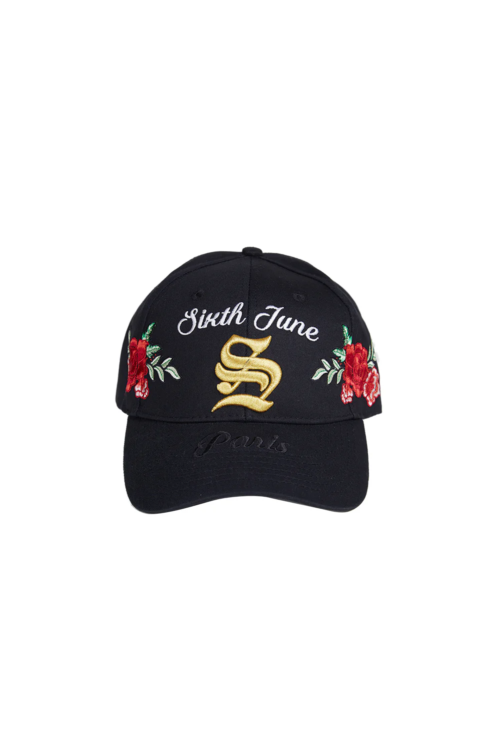 Casquette gothique fleurs noir blanc - Image 5