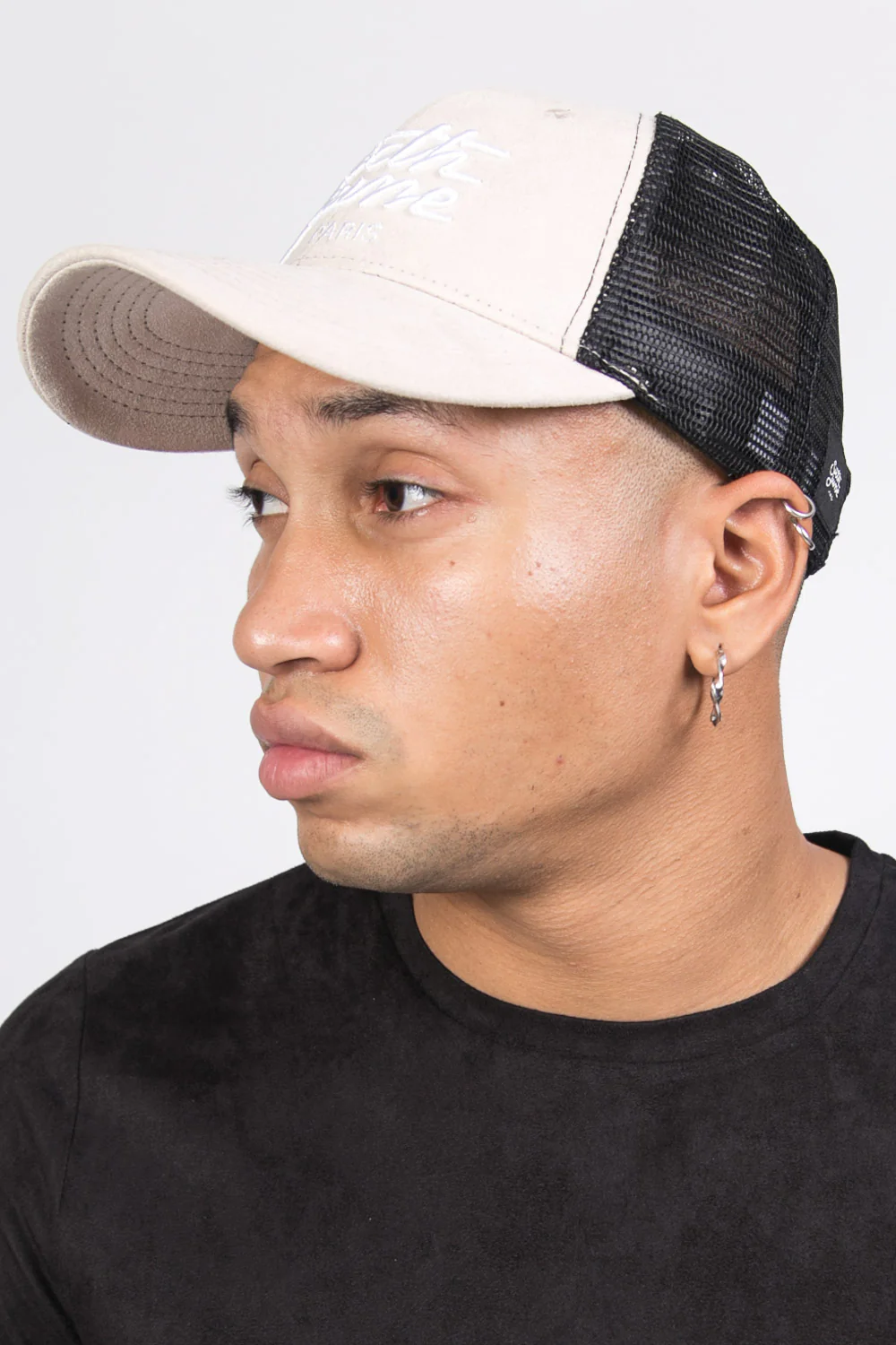 Casquette suédine brodée beige - Image 3
