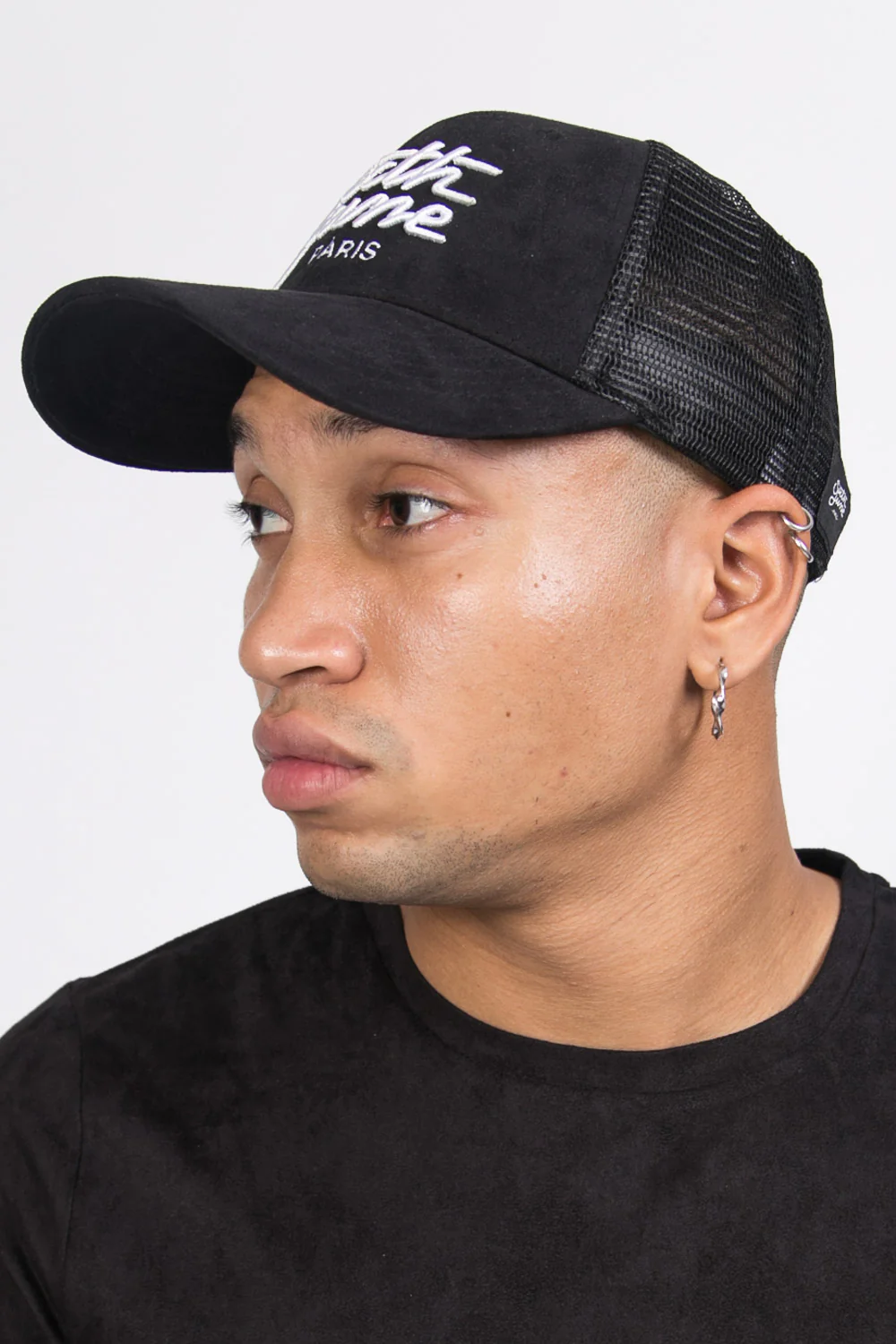 Casquette suédine brodée noir - Image 3