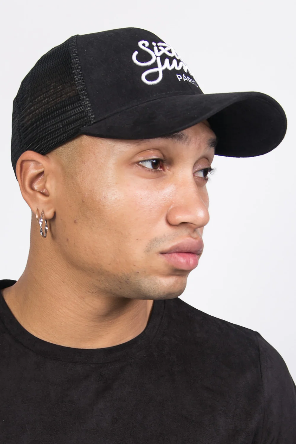 Casquette suédine brodée noir - Image 4