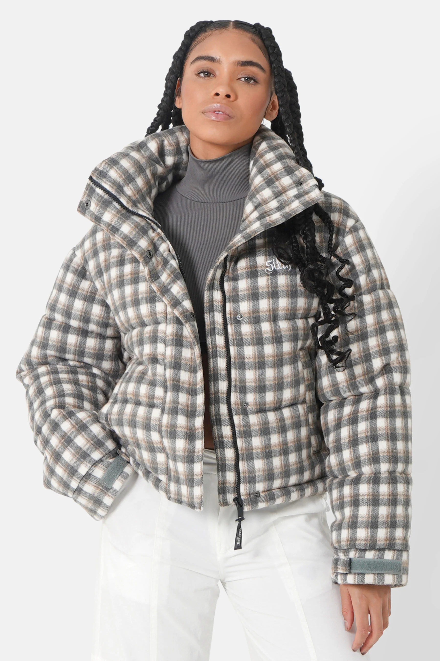 Doudoune laine logo bouclette Gris