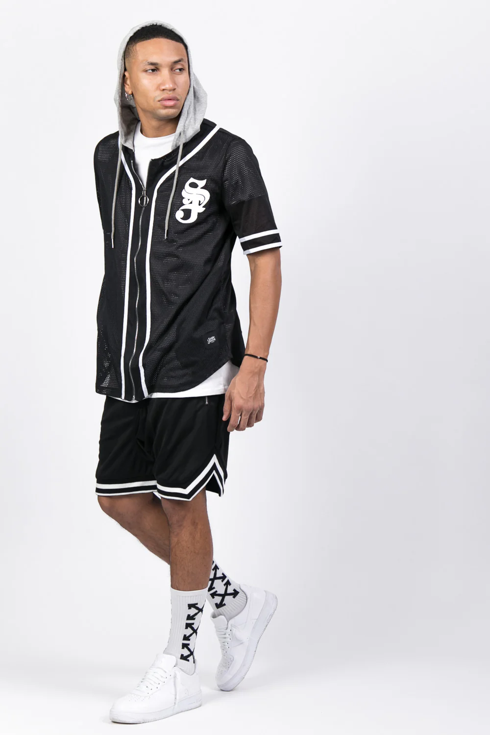 Chemise baseball logo capuche noir - Image 4