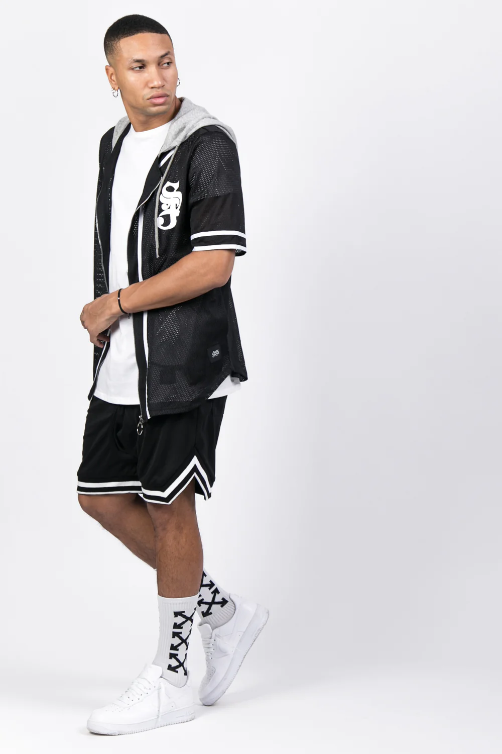 Chemise baseball logo capuche noir - Image 5