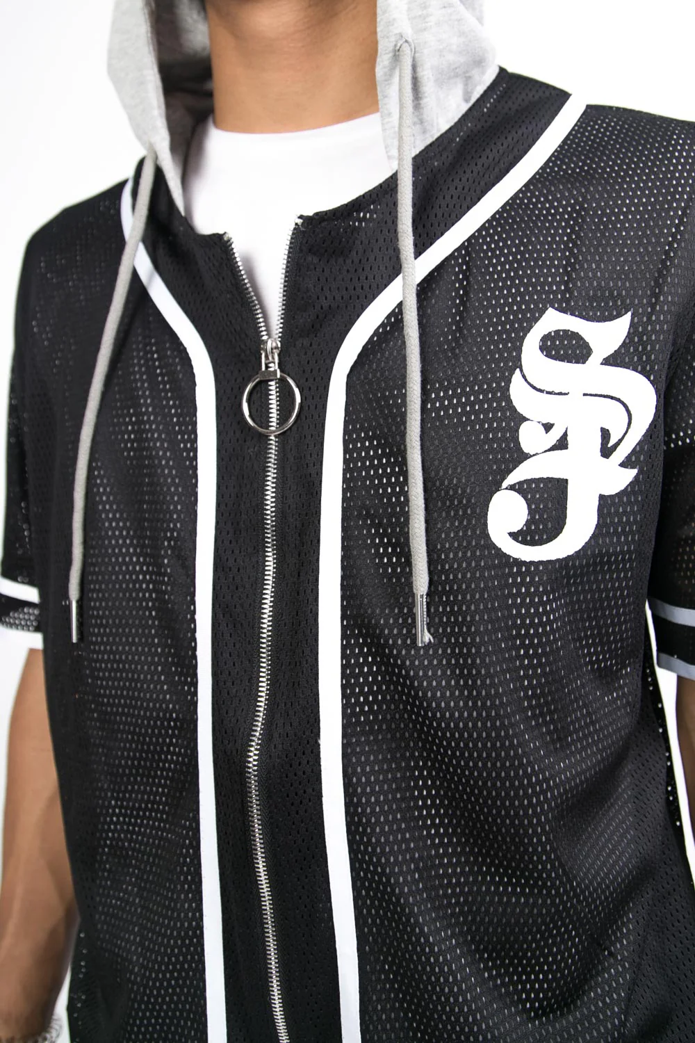 Chemise baseball logo capuche noir - Image 6